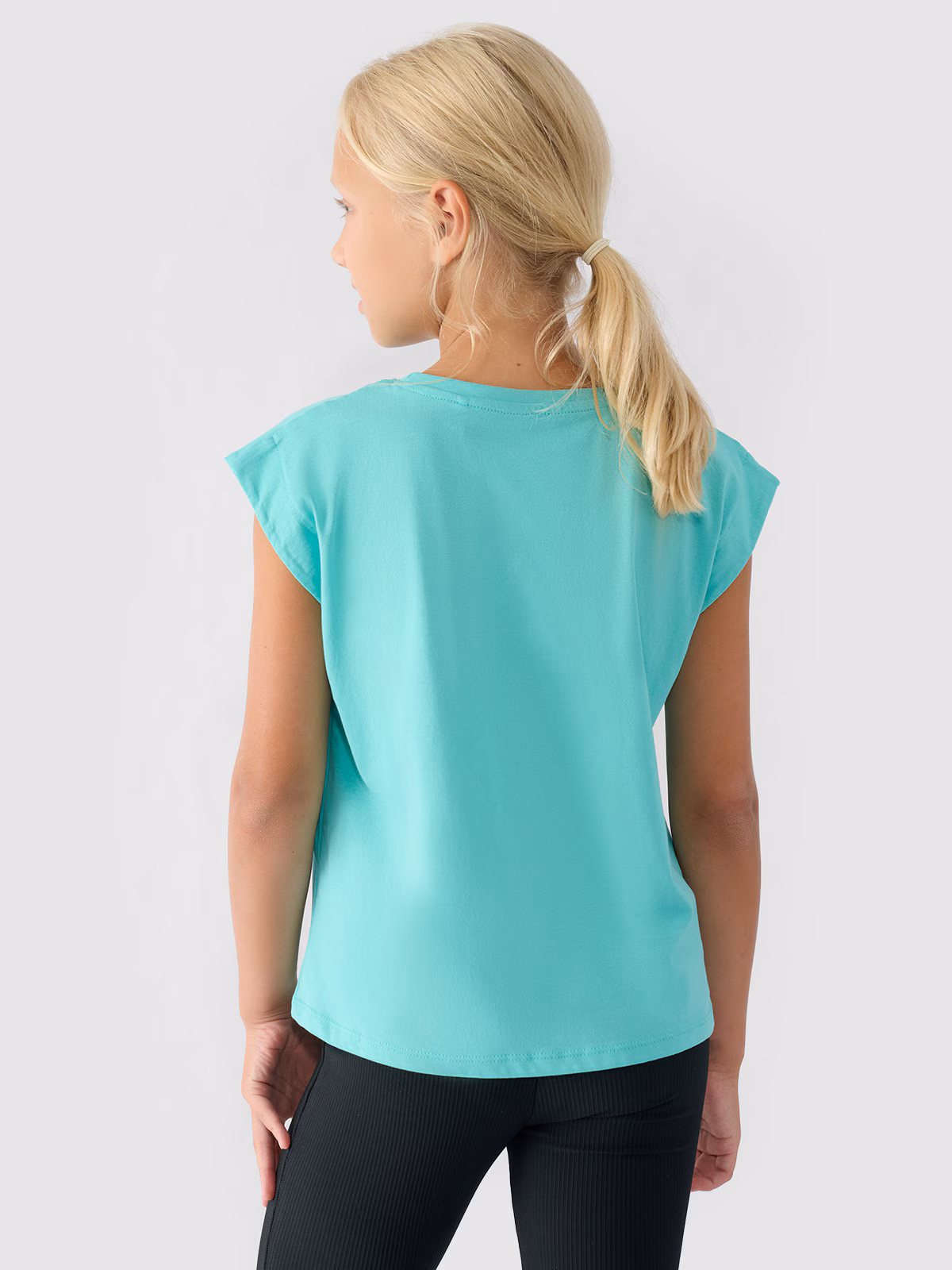 Top z nadrukiem dziewczęcy - turkusowy