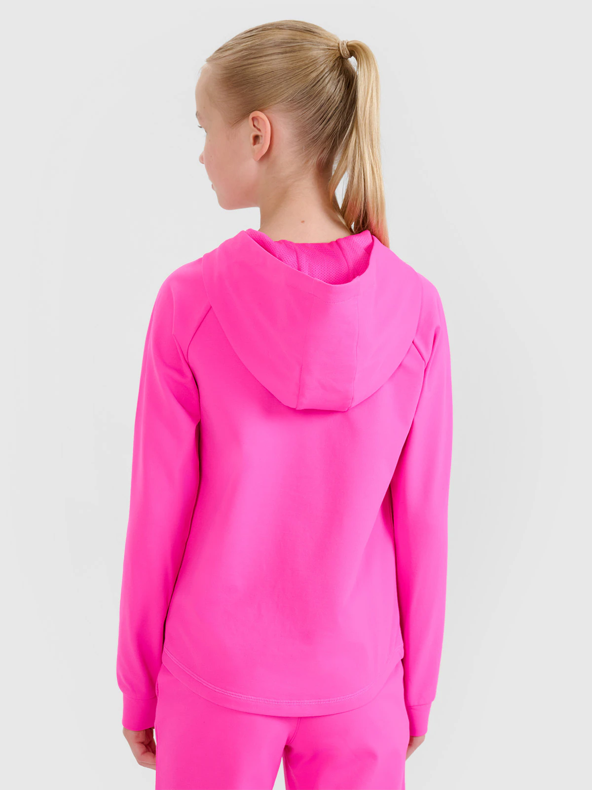 Bluza sportowa rozpinana z kapturem dziewczęca - różowa
