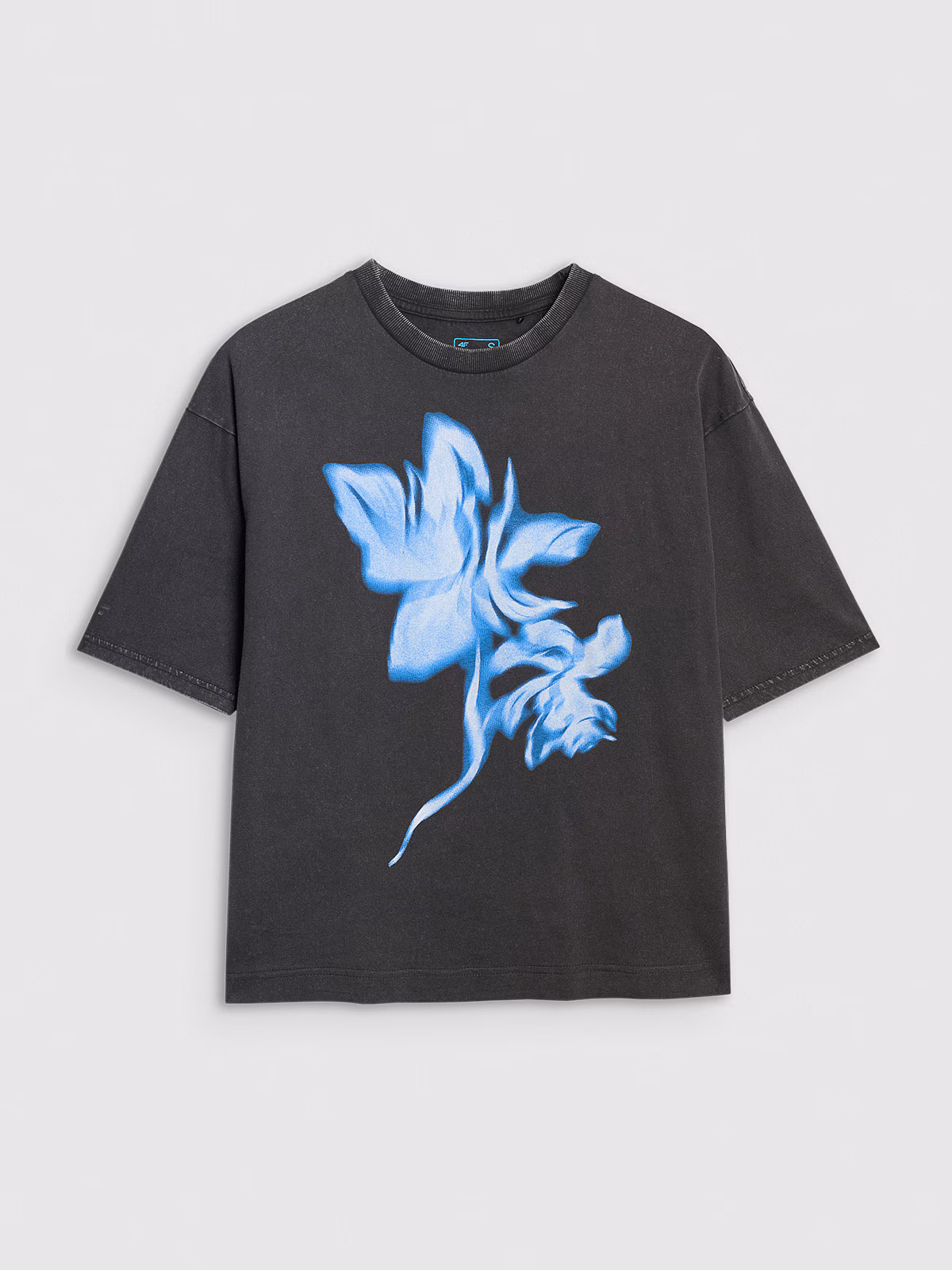 T-shirt oversize z nadrukiem damski - czarny