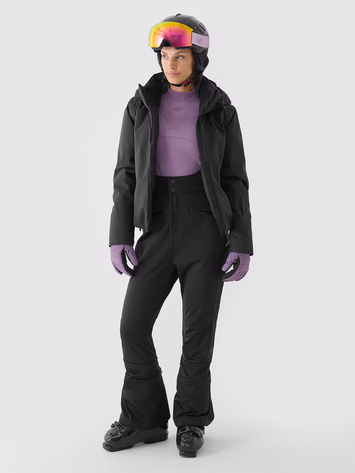 Spodnie narciarskie z szelkami membrana 15000 damskie - czarne