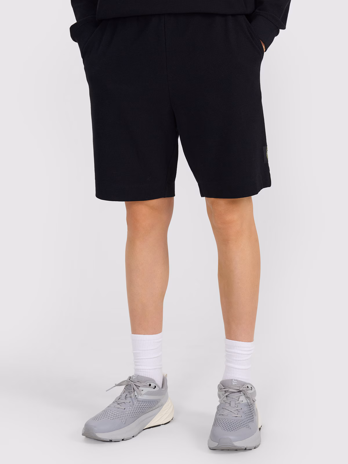 Spodenki dresowe z dzianiny waflowej męskie - czarne