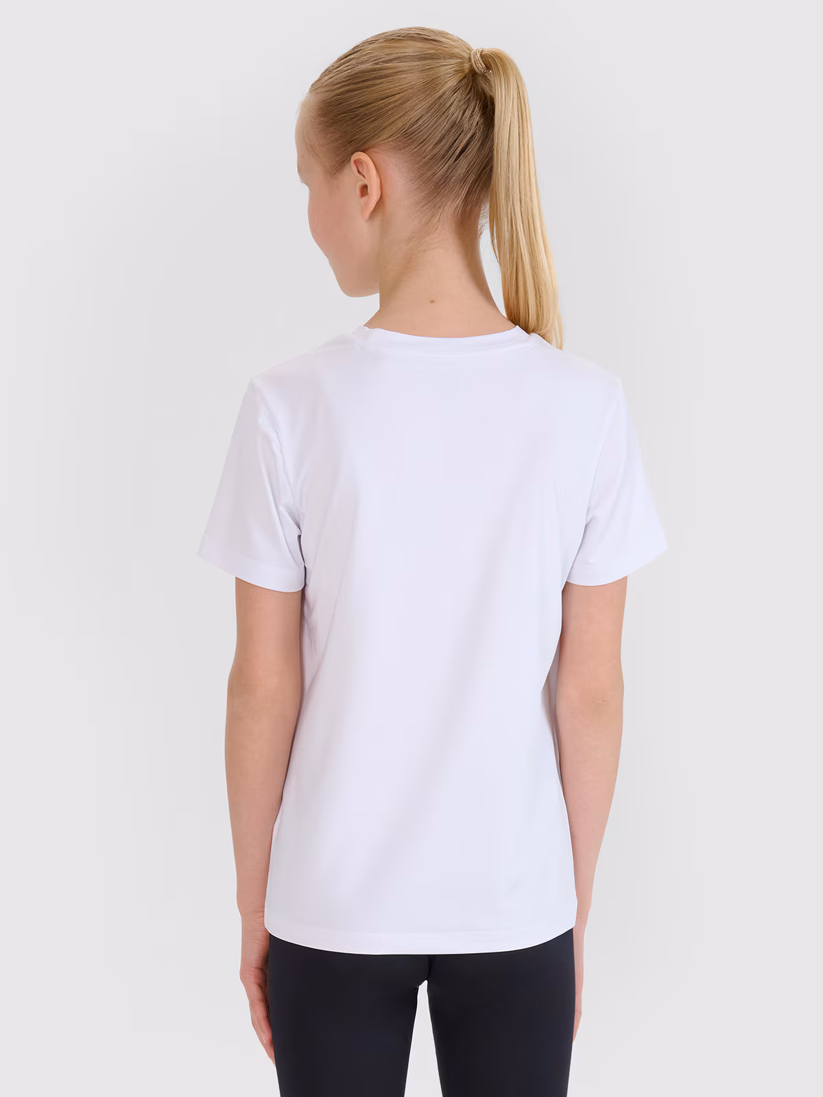 T-shirt sportowy regular gładki dziewczęcy - biały