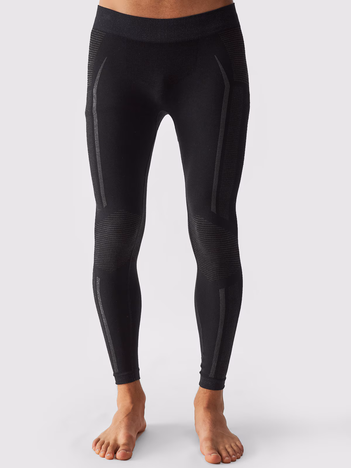 Bielizna termoaktywna bezszwowa z wełną Merino (dół) męska - czarna