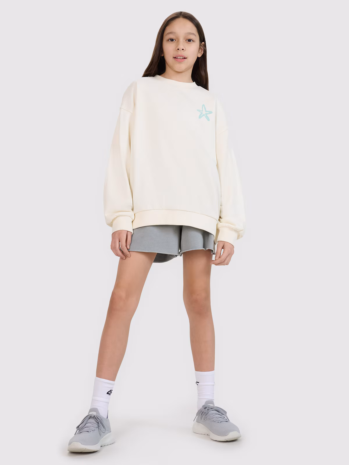 Bluza dresowa nierozpinana bez kaptura dziewczęca - różowa