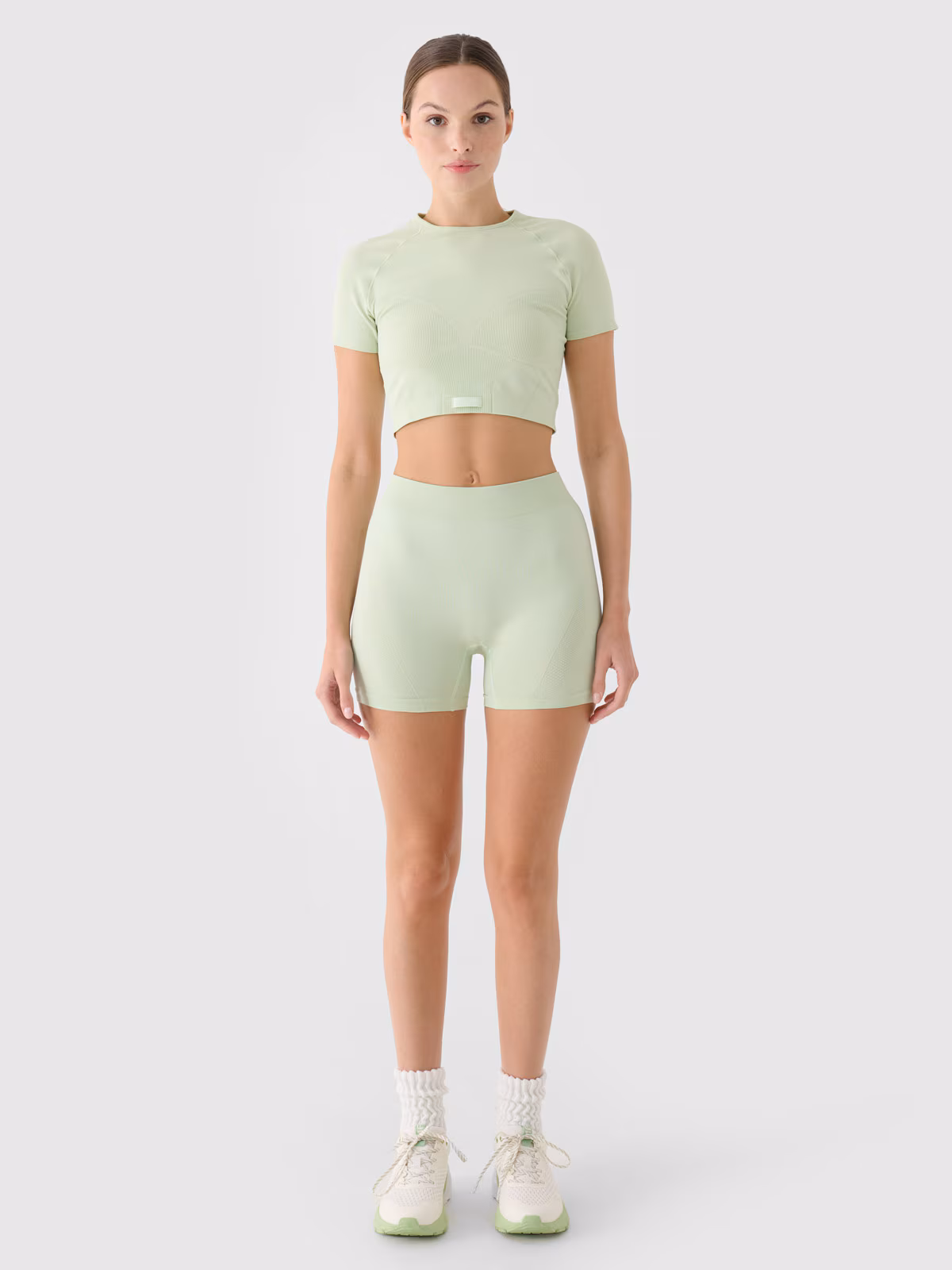 Legginsy krótkie treningowe damskie - turkusowe