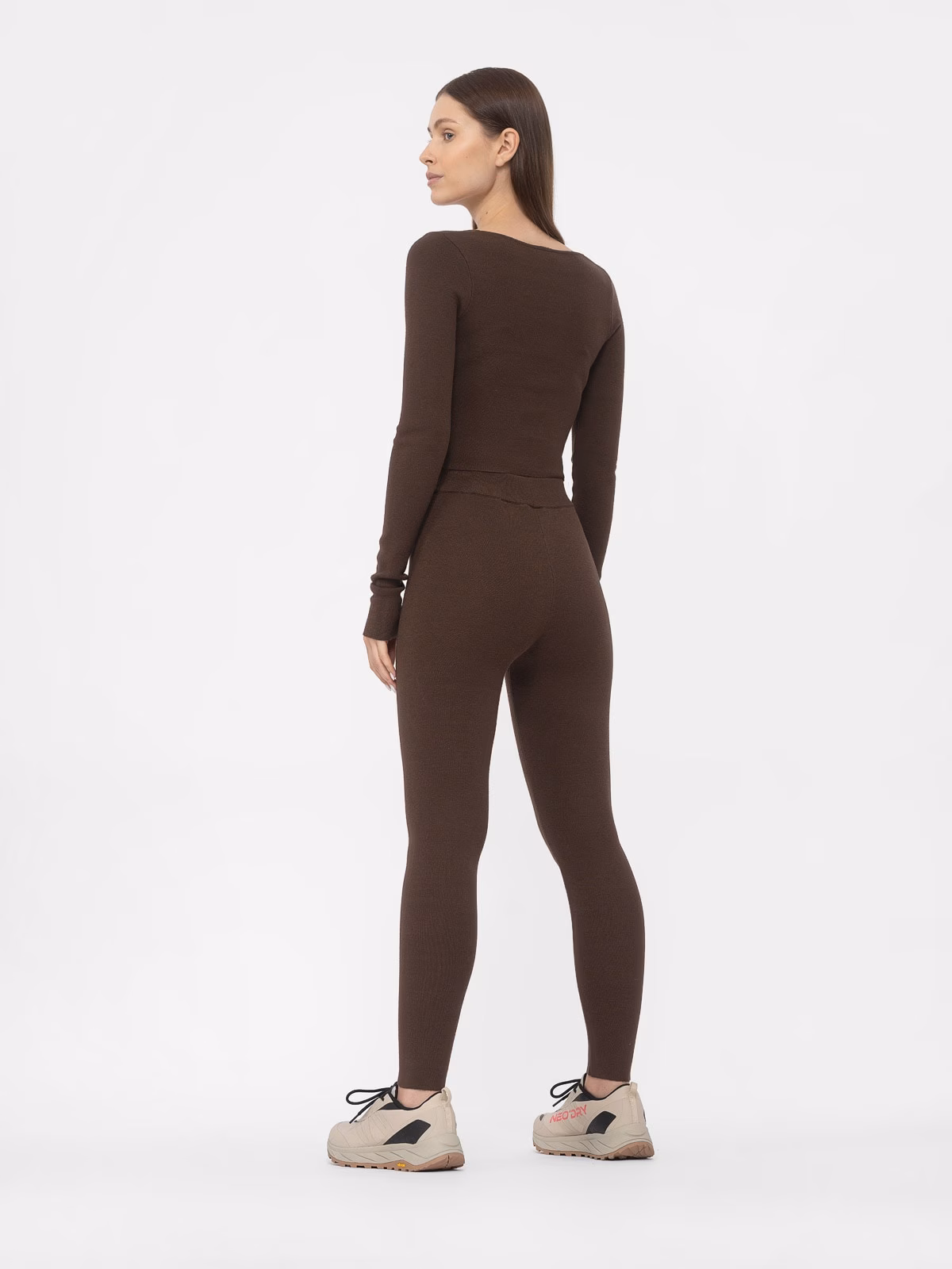 Longsleeve crop-top slim gładki damski