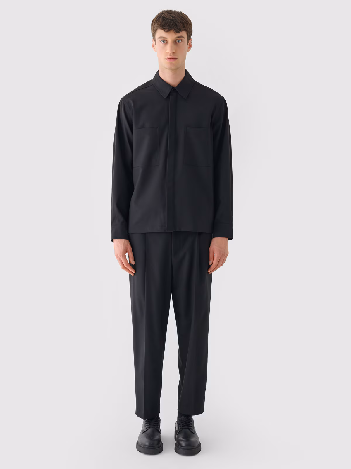 Spodnie tkaninowe z wełną męskie - czarne