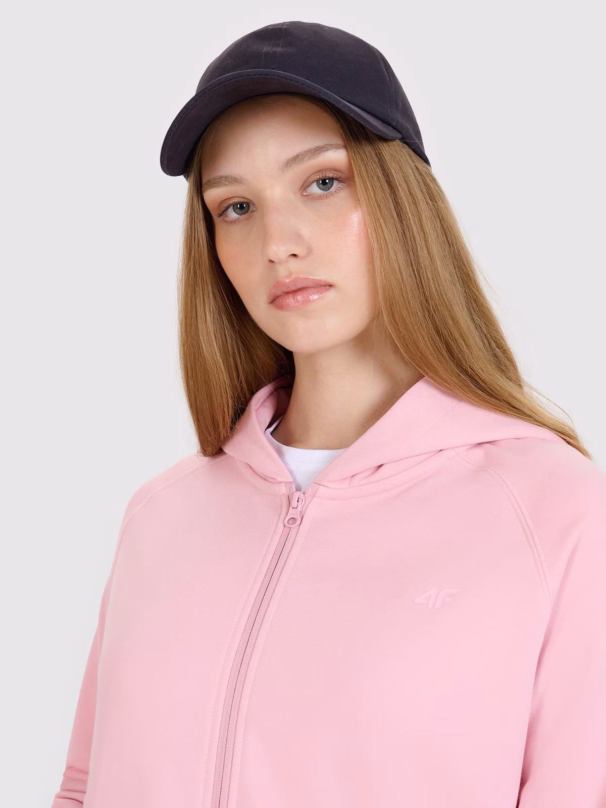 Bluza dresowa rozpinana z kapturem damska - granatowa