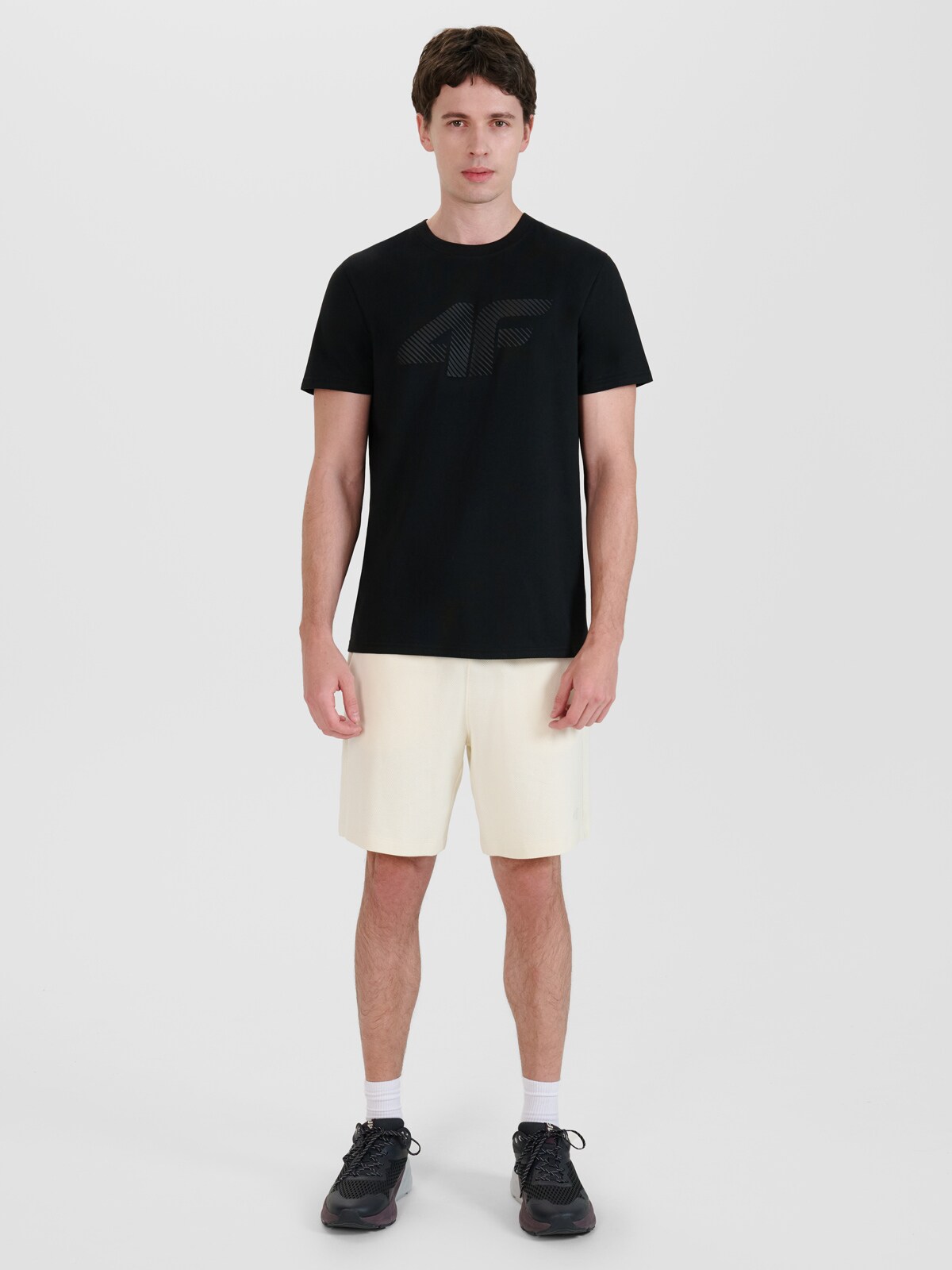 T-shirt regular z nadrukiem męski - granatowy