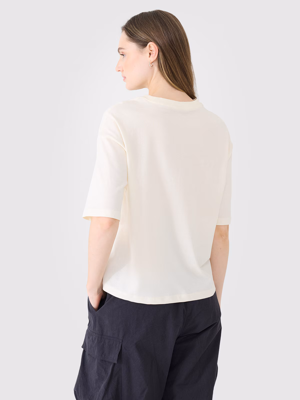 T-shirt oversize z nadrukiem damski - biały