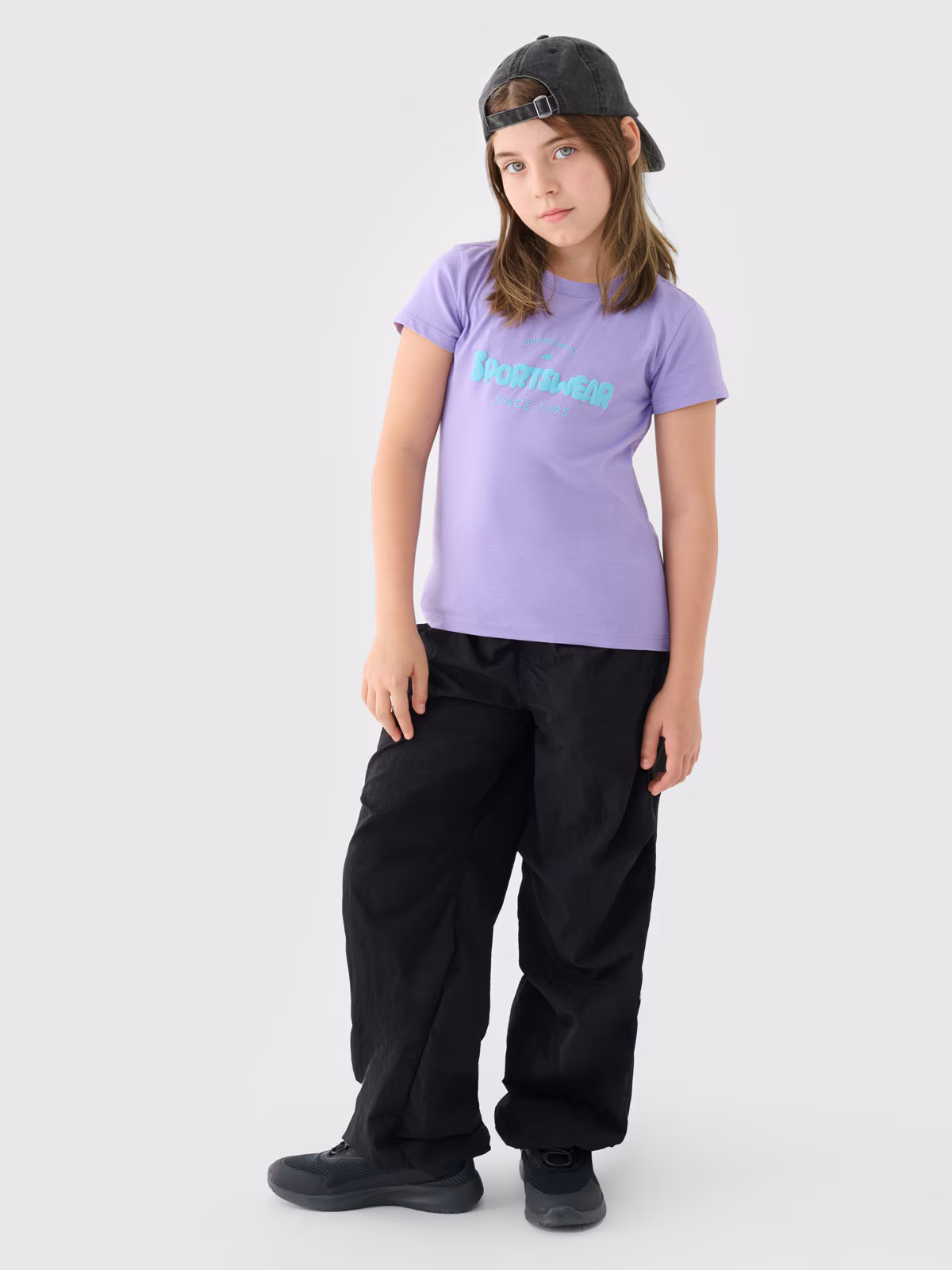 T-shirt z nadrukiem dziewczęcy - fioletowy