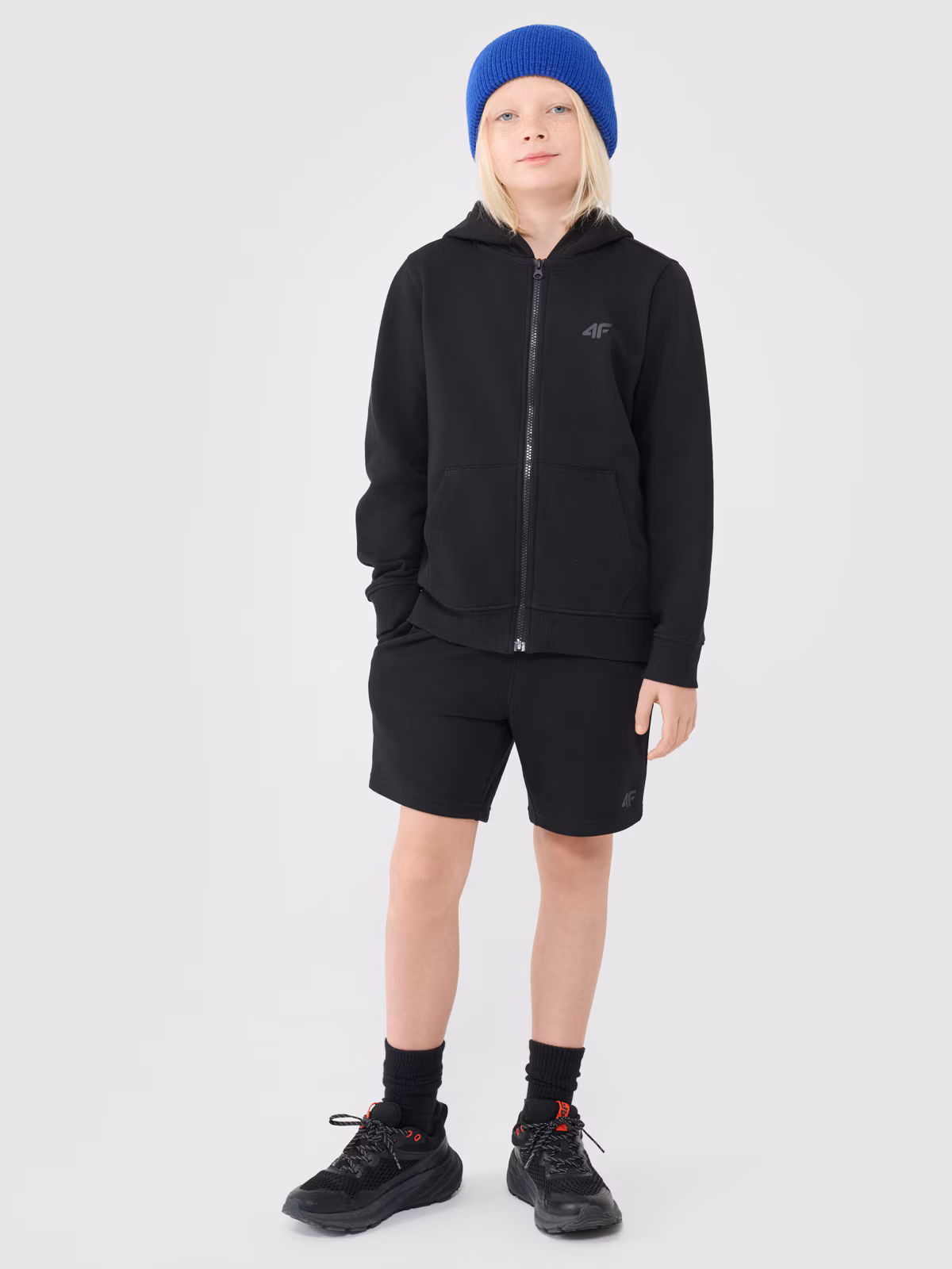 Bluza dresowa rozpinana z kapturem chłopięca - czarna