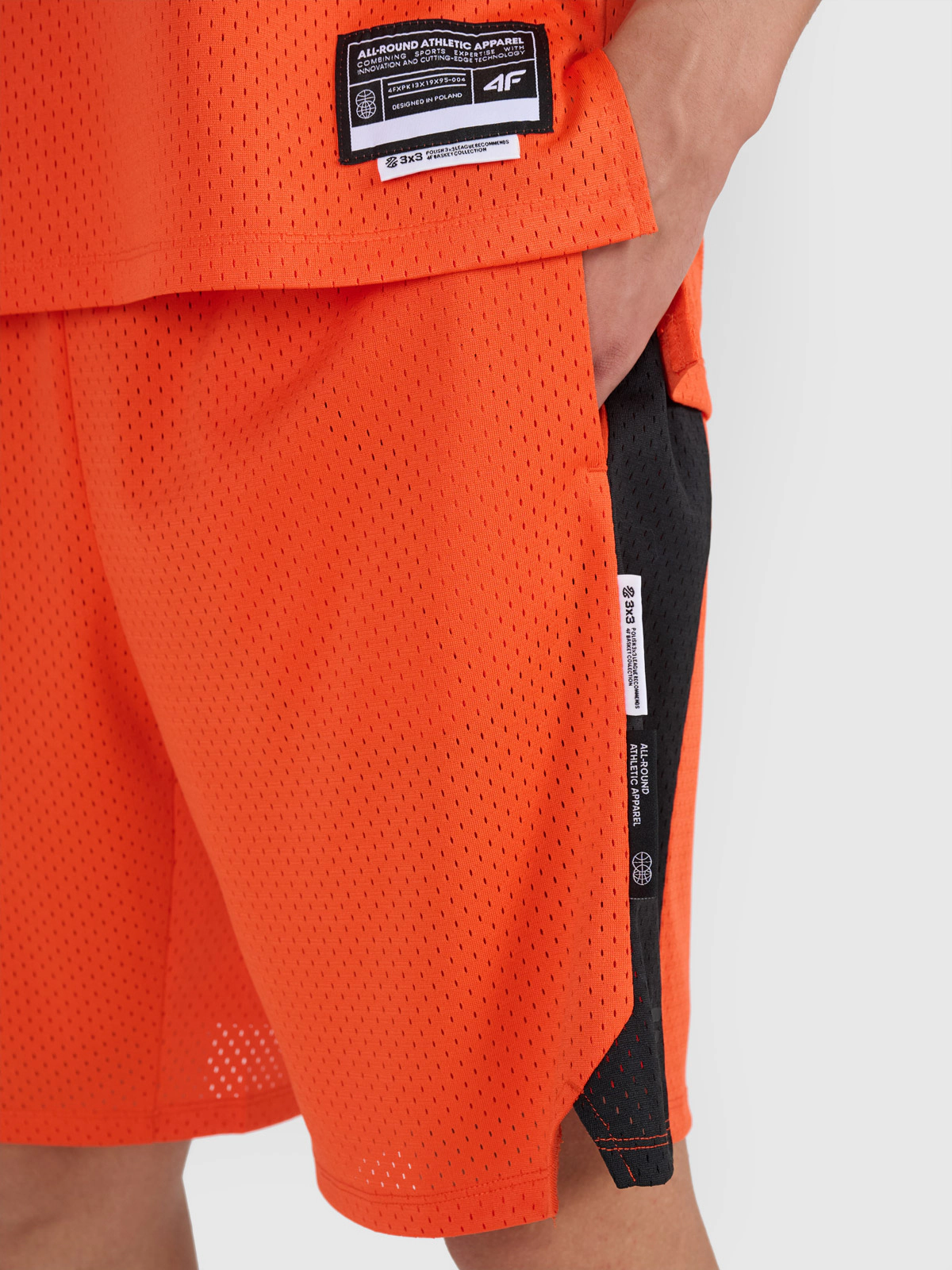 Spodenki do koszykówki szybkoschnące męskie - pomarańczowe