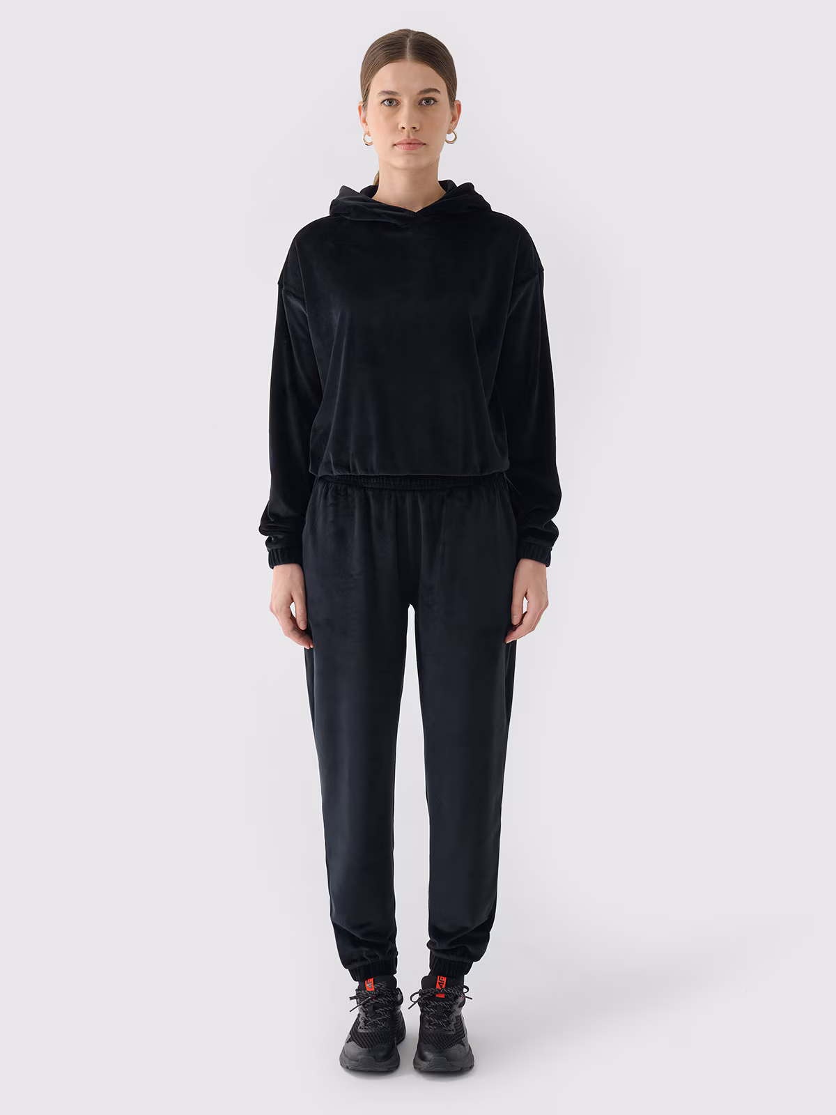 Spodnie dresowe z weluru damskie - granatowe