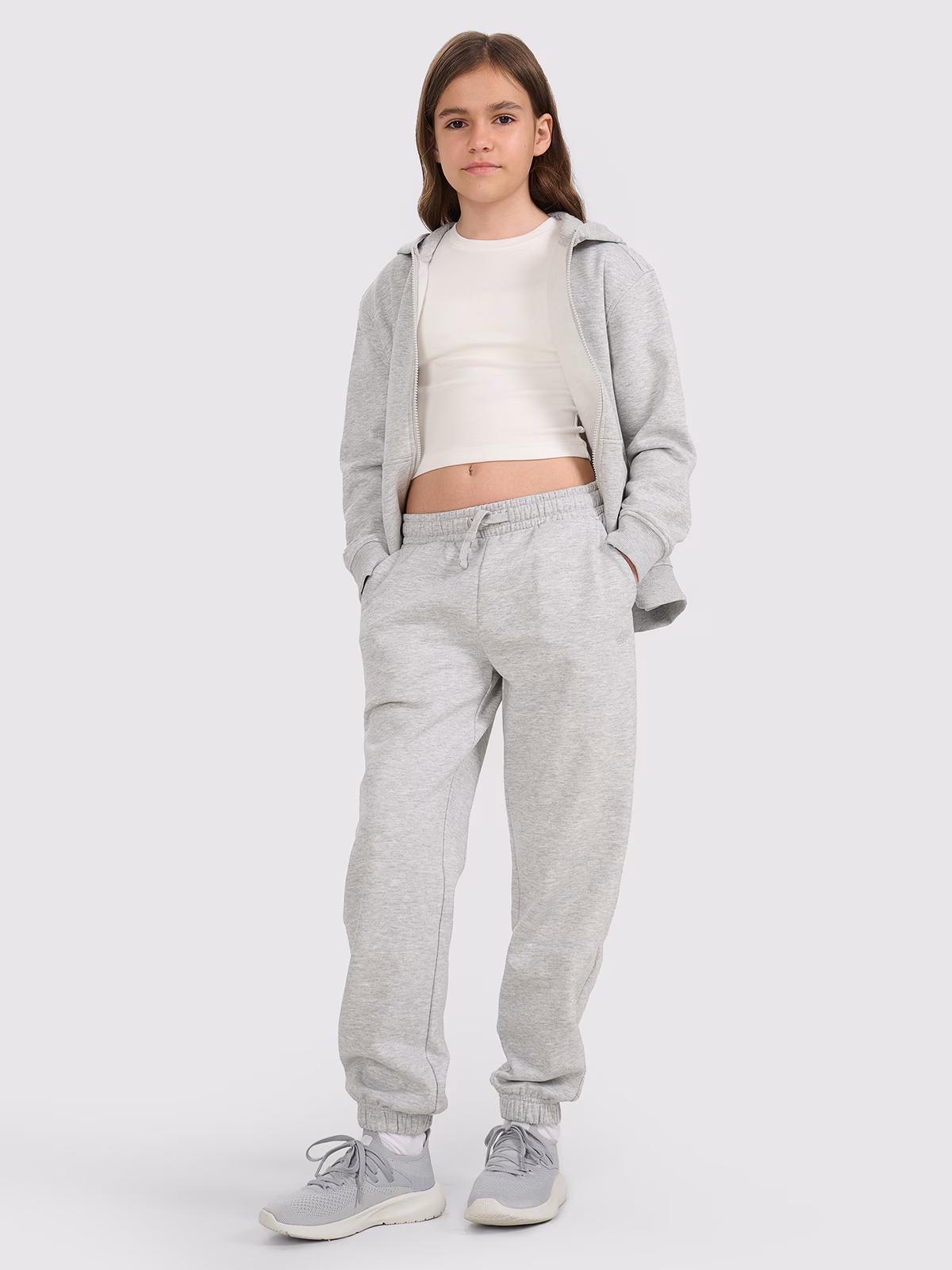 Spodnie dresowe joggery dziewczęce - szare