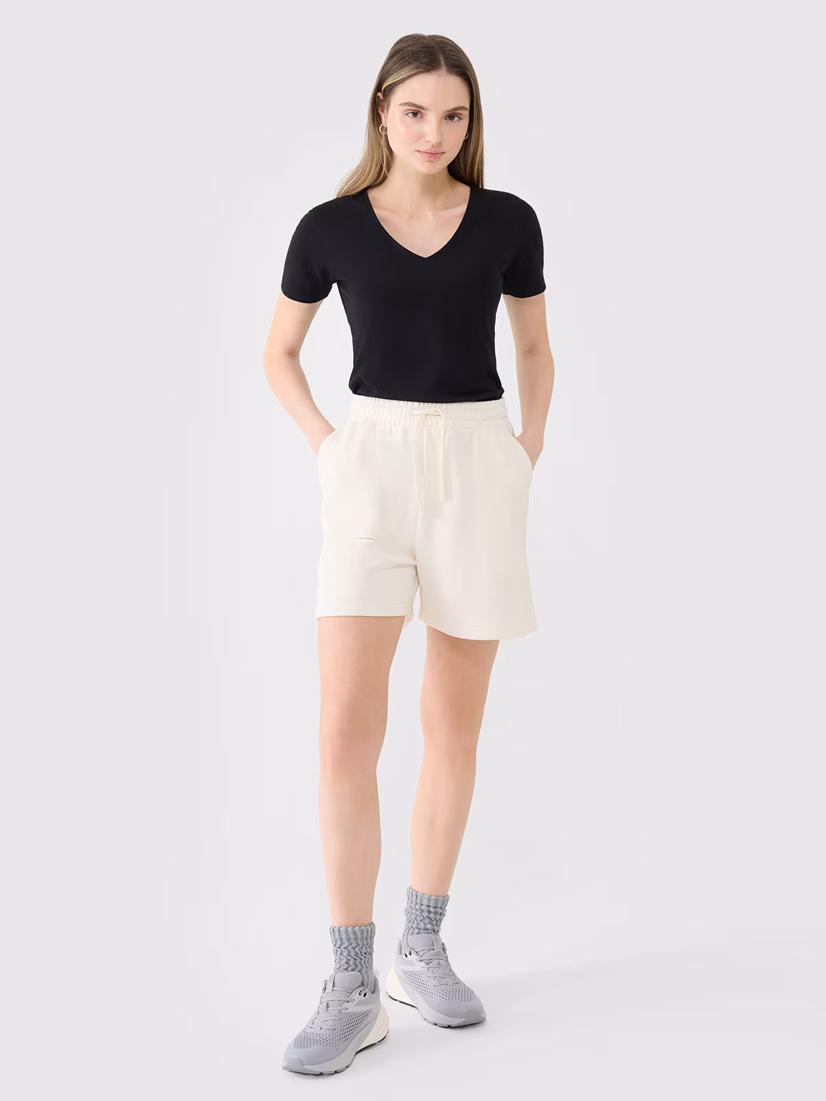 T-shirt slim gładki damski - biały