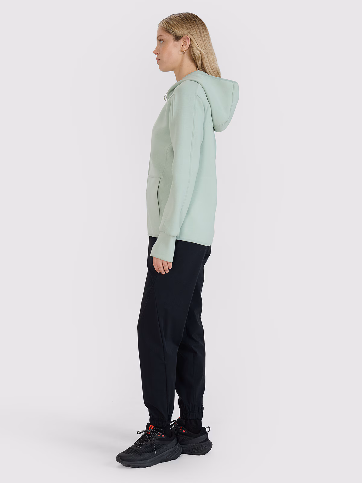 Bluza dresowa rozpinana z kapturem damska - miętowa