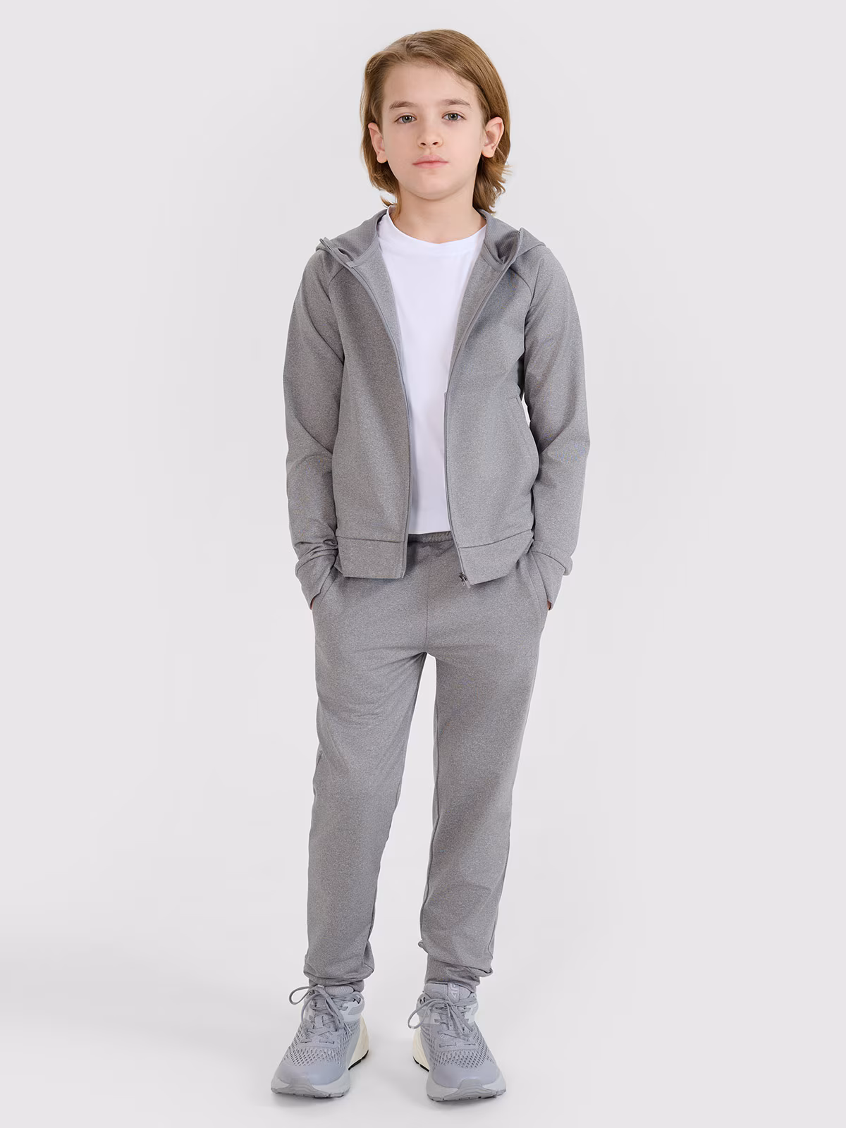 Bluza sportowa rozpinana z kapturem chłopięca - szara