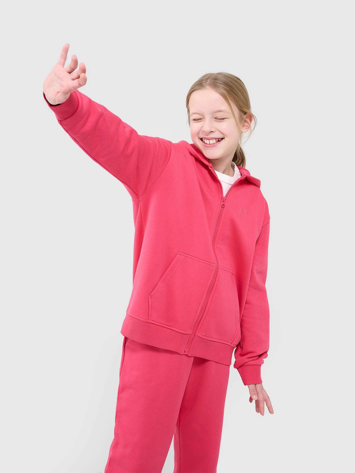 Bluza dresowa rozpinana z kapturem dziewczęca - fioletowa