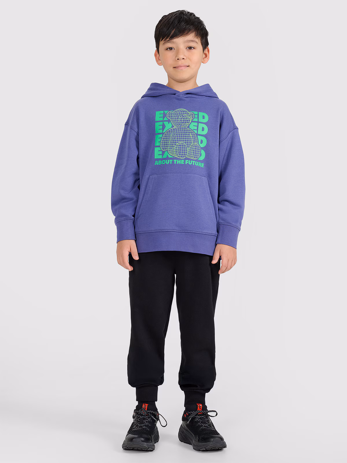 Bluza dresowa nierozpinana z kapturem chłopięca - czerwona