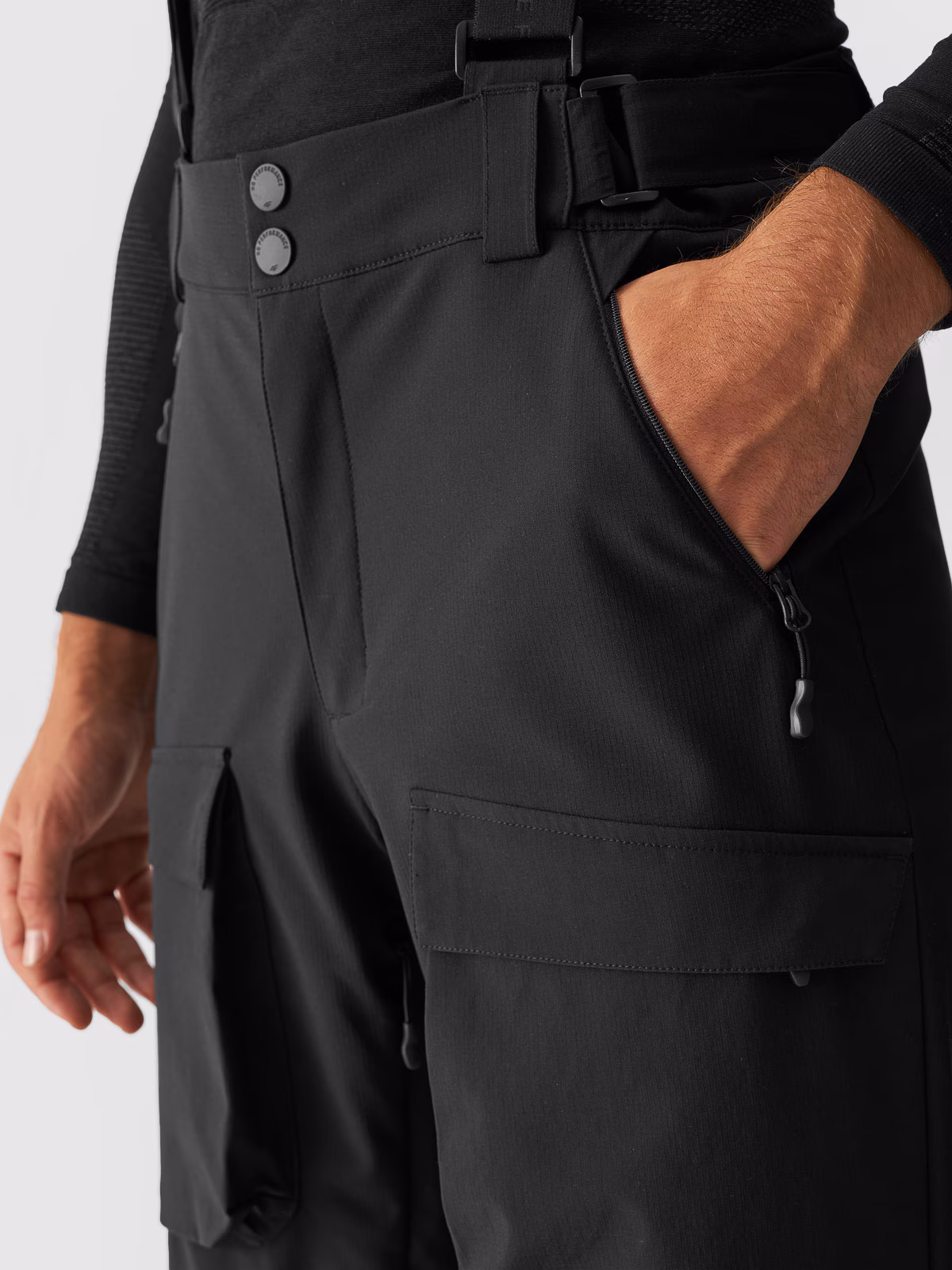 Spodnie narciarskie z szelkami membrana 15000 męskie - czarne