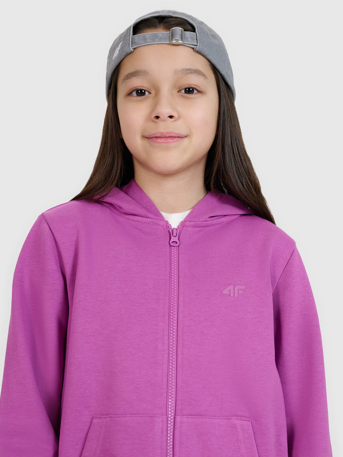 Bluza dresowa rozpinana z kapturem dziewczęca - fioletowa