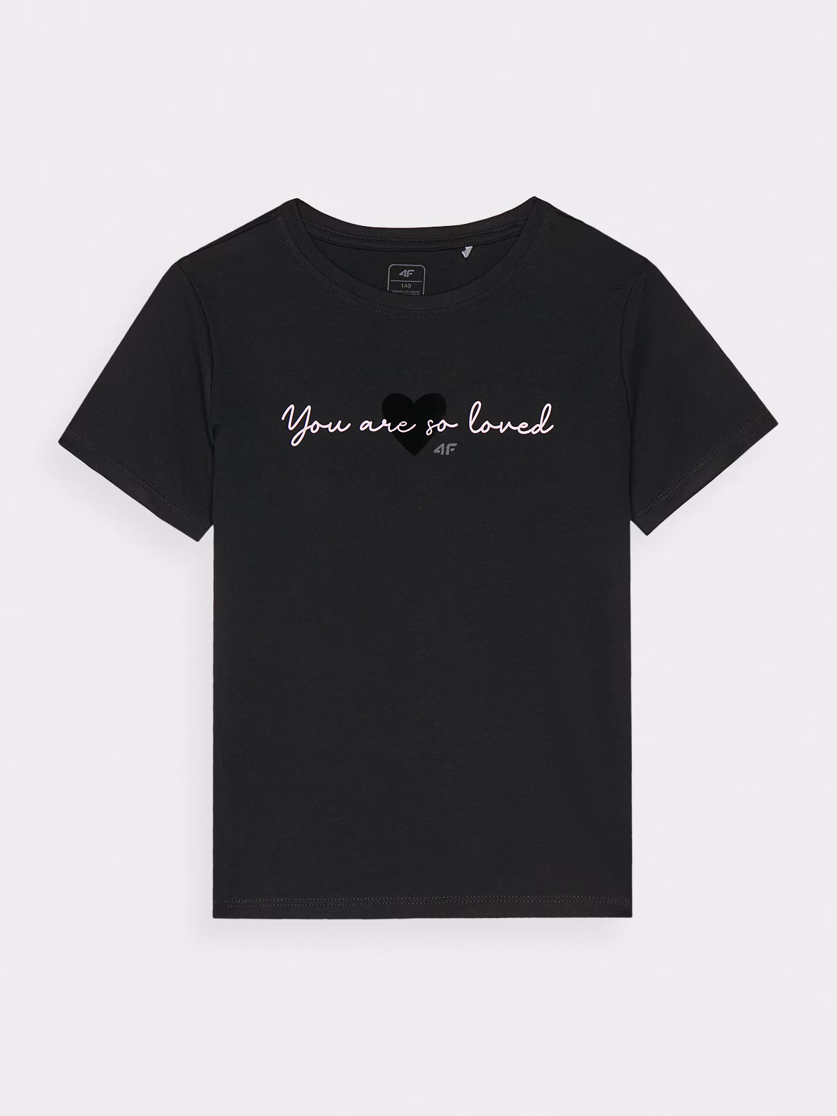 T-shirt z nadrukiem dziewczęcy - czarny