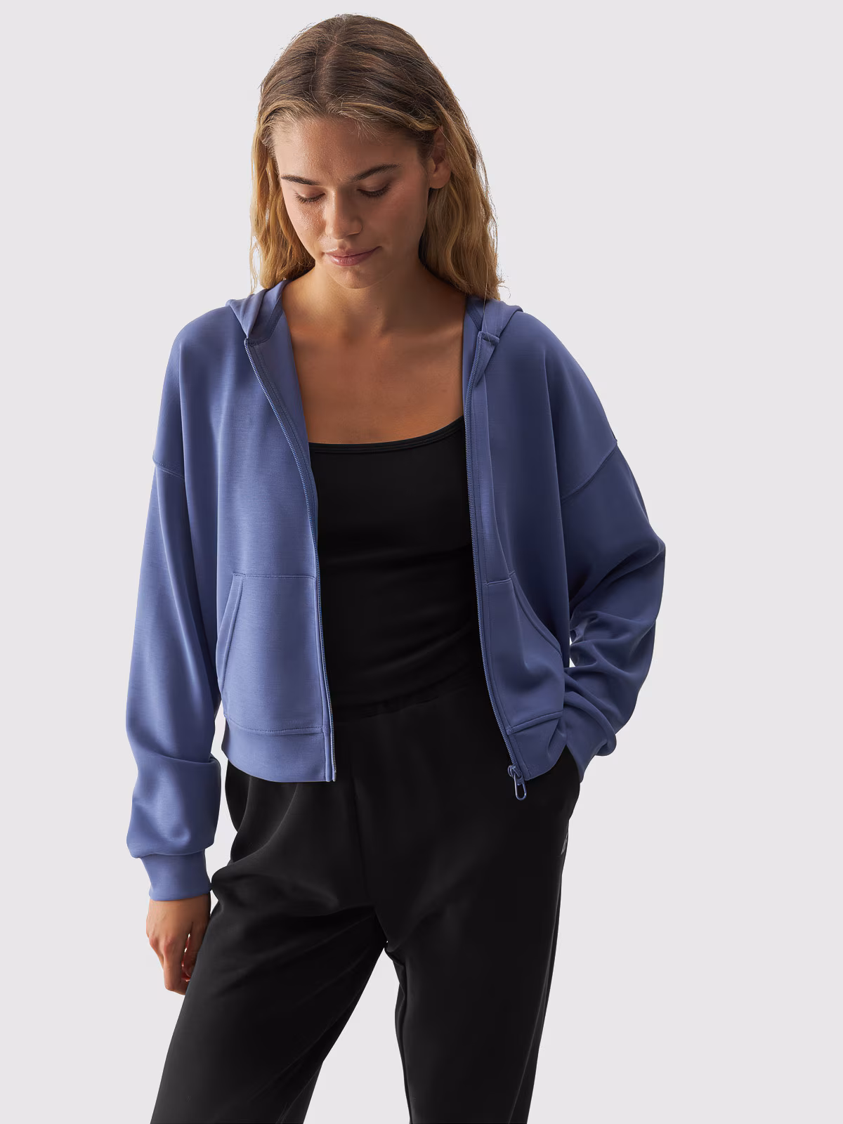 Bluza dresowa rozpinana z modalem damska - fioletowa