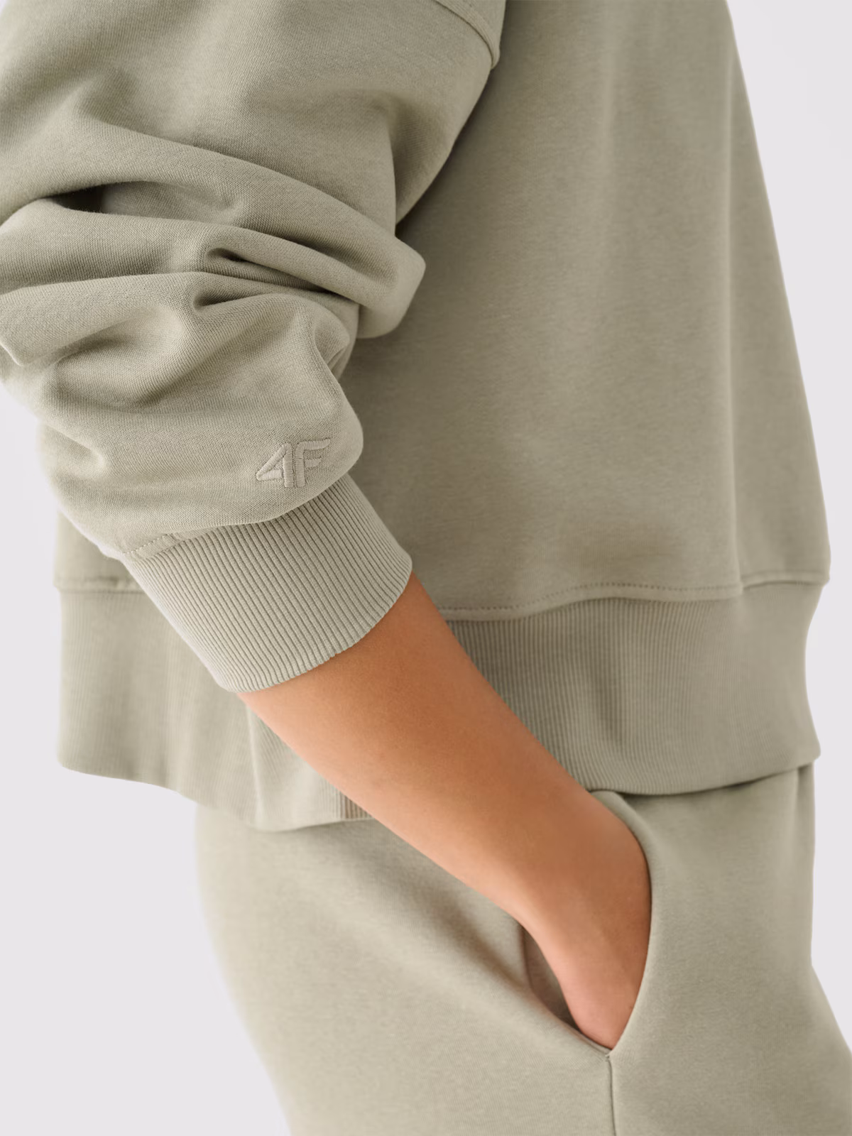 Bluza dresowa oversize nierozpinana bez kaptura damska - brązowa