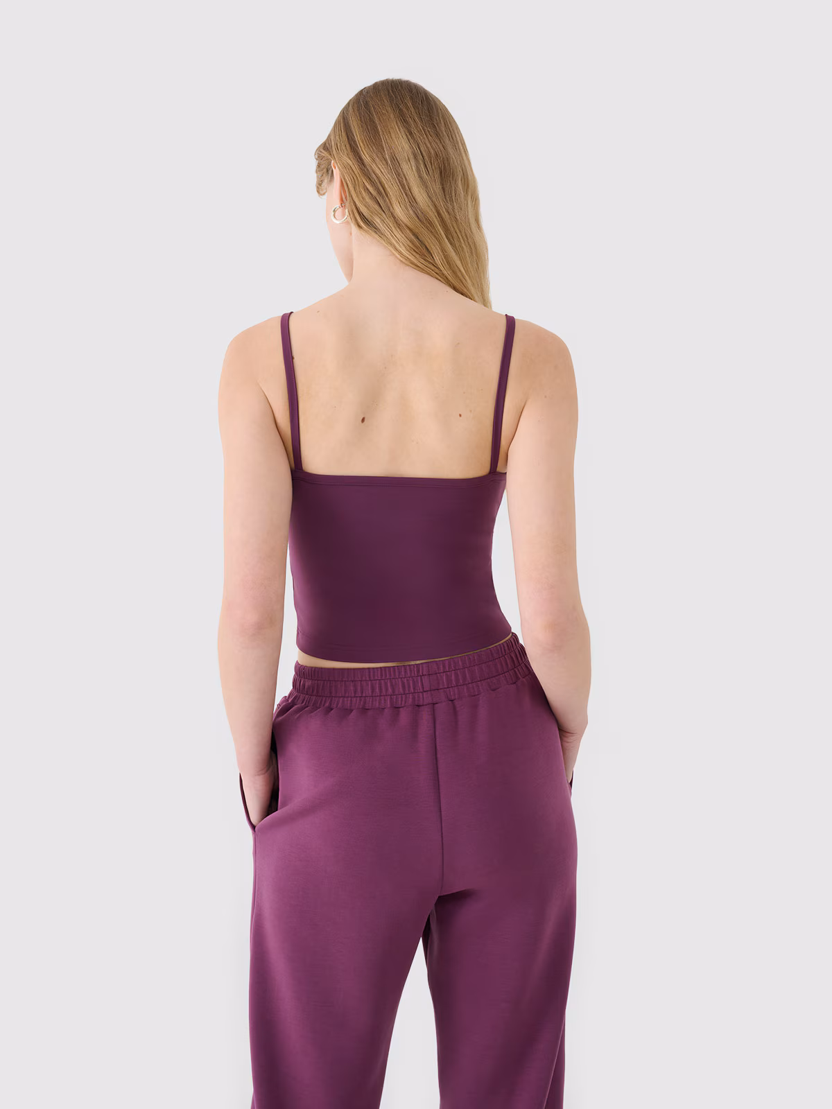 Crop-top slim damski - beżowy