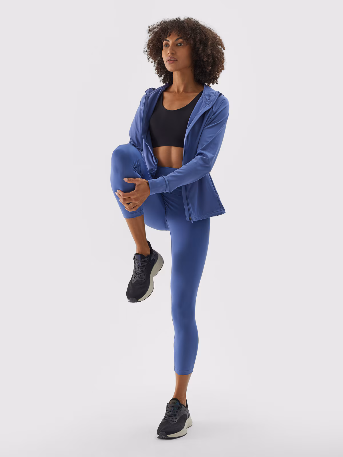 Legginsy treningowe 7/8 z wysokim stanem damskie - granatowe