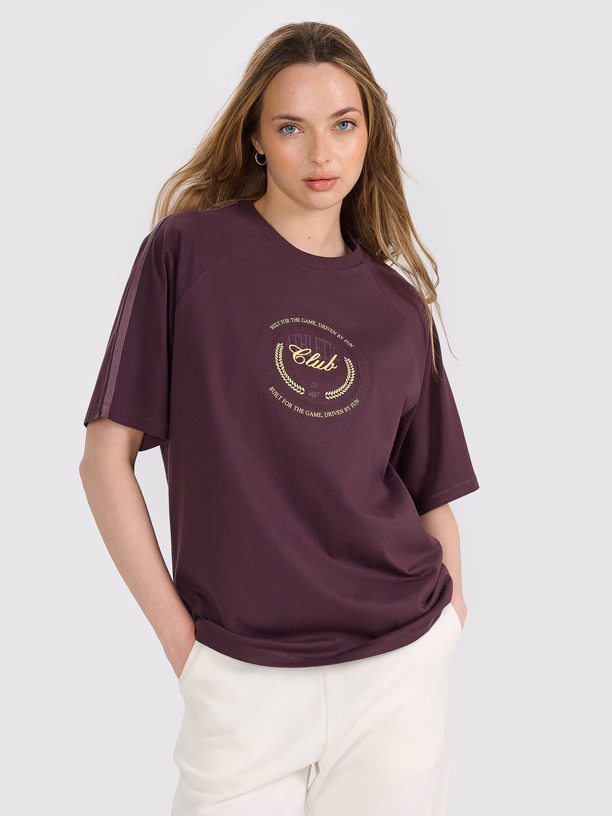 T-shirt oversize z nadrukiem damski - czarny