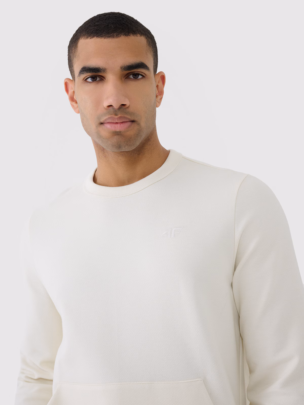 Bluza dresowa nierozpinana bez kaptura męska - beżowa