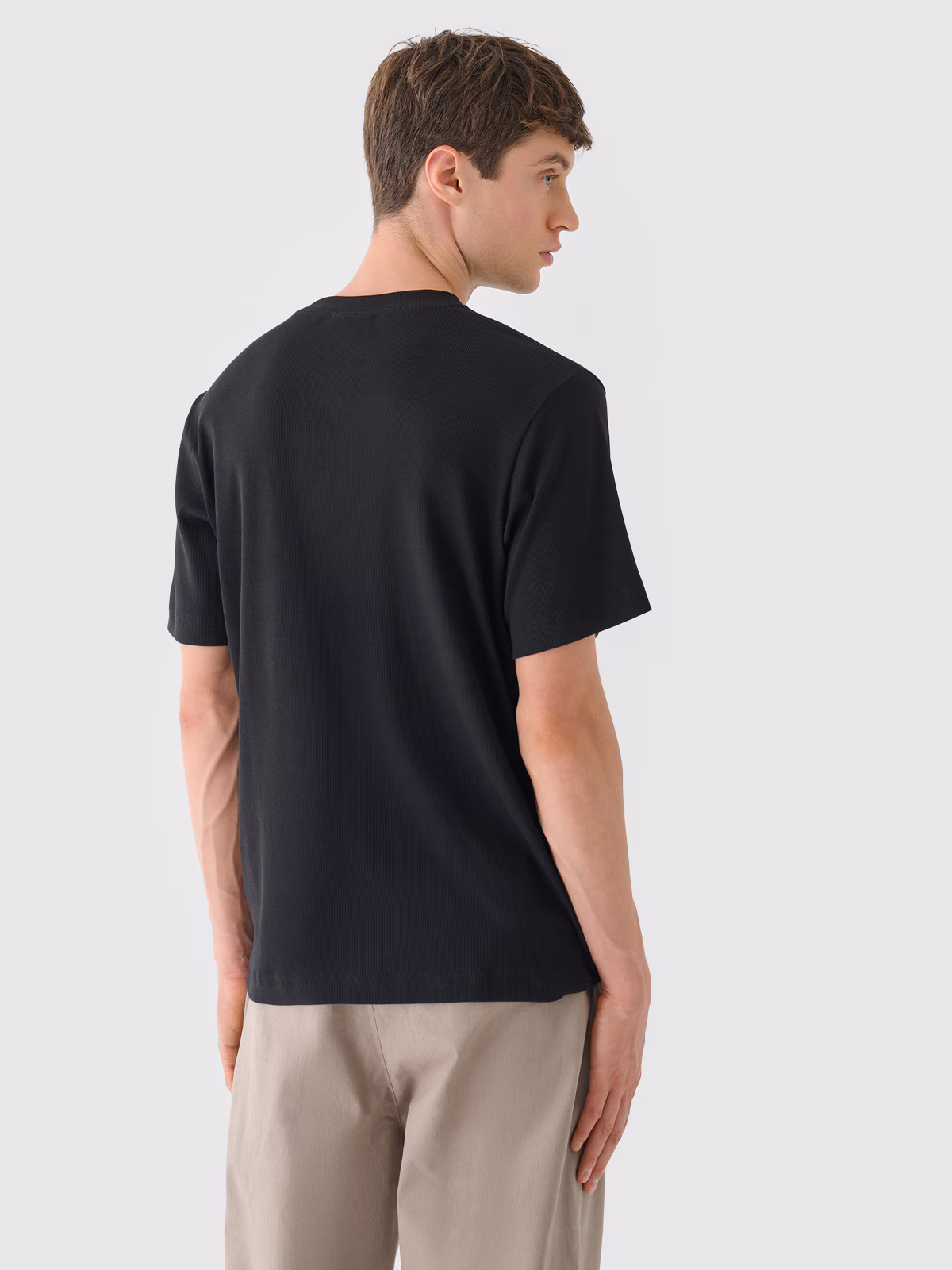 T-shirt z prążkowanej dzianiny męski Outhorn - biały