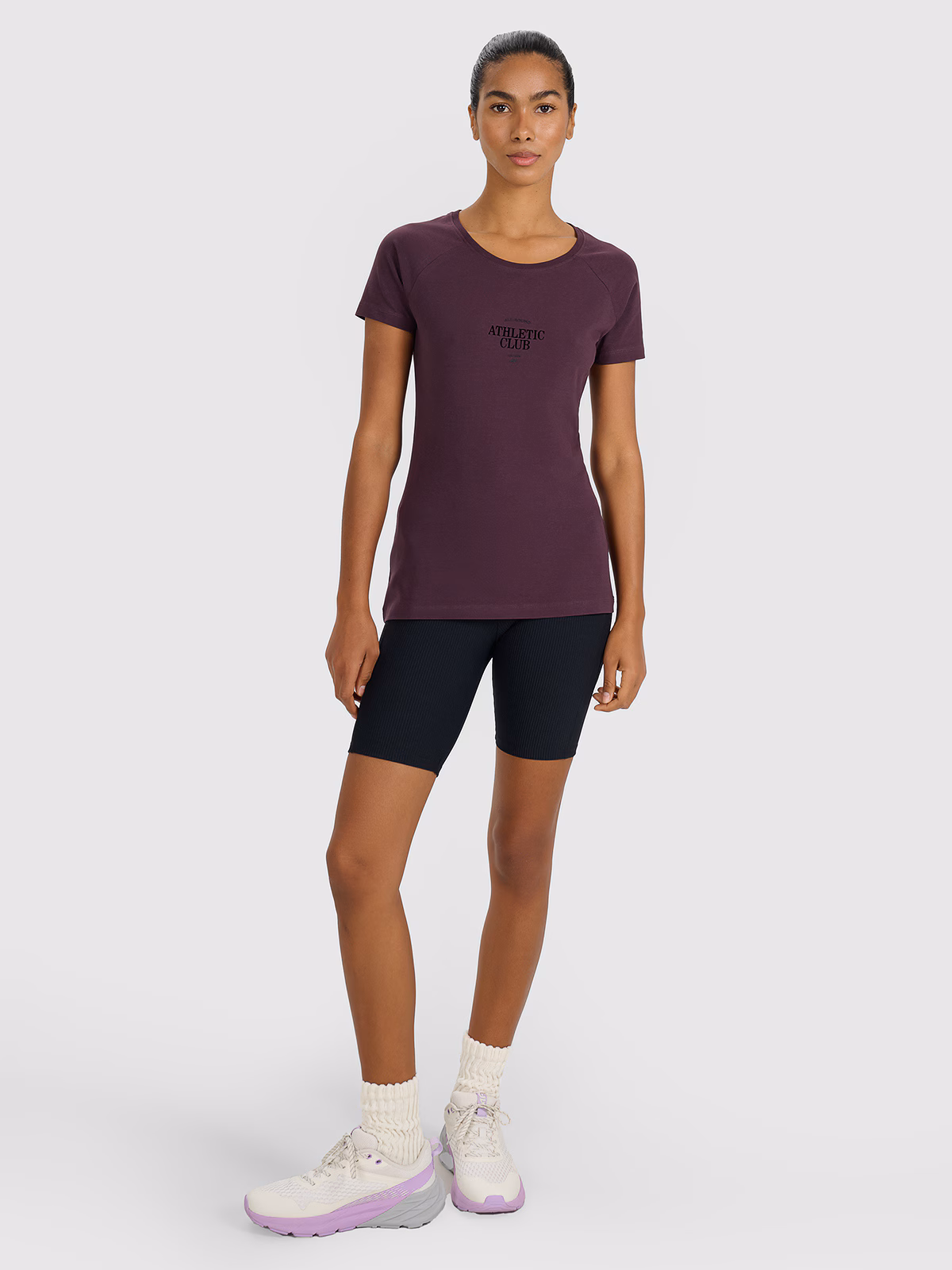 T-shirt slim z nadrukiem damski - szary