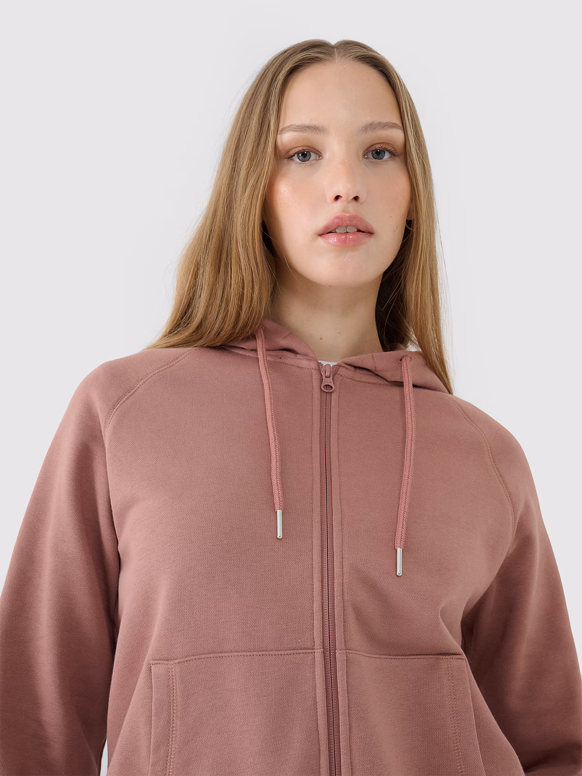 Bluza dresowa rozpinana z kapturem damska - brązowa