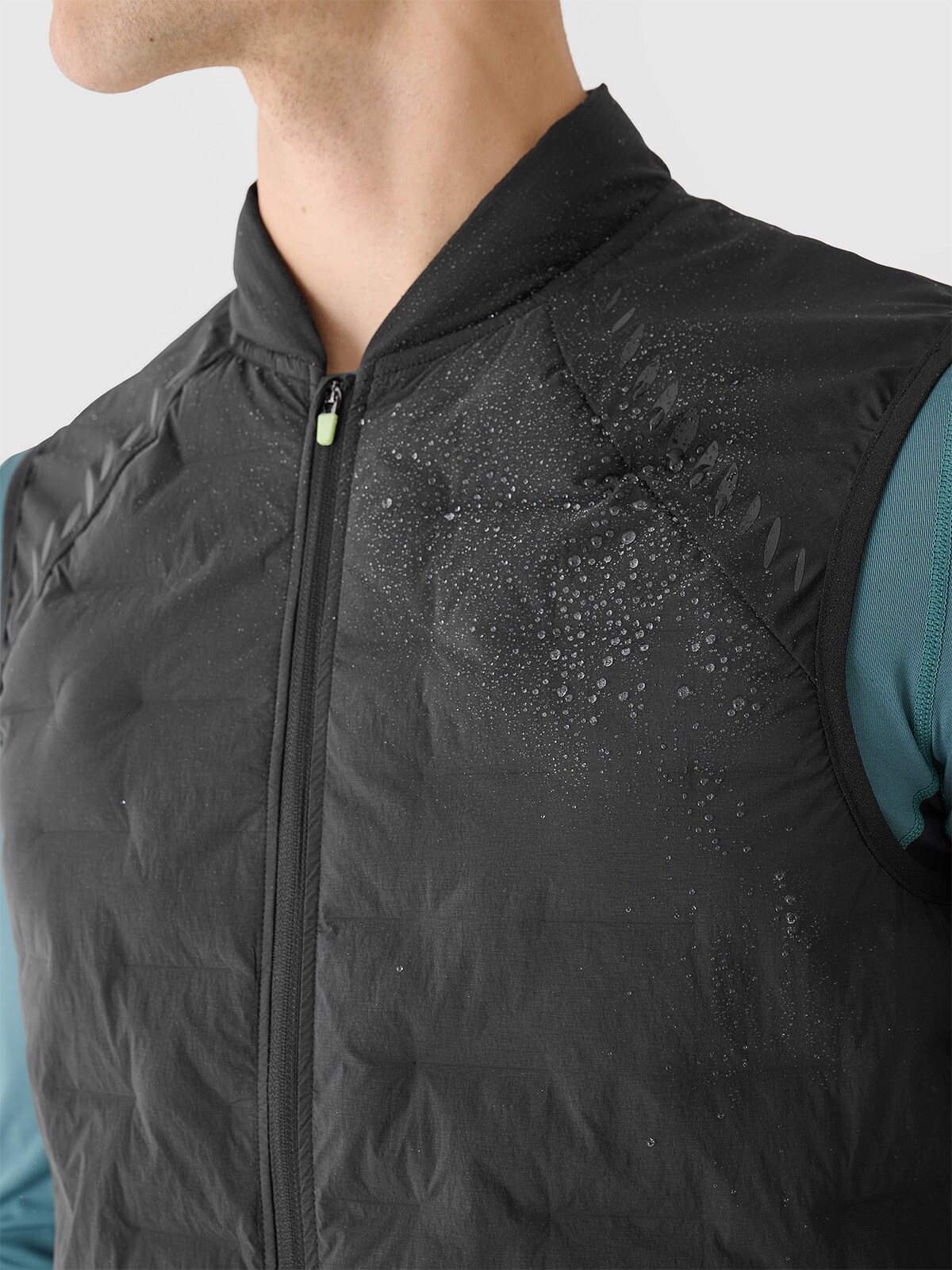 Bezrękawnik do biegania pikowany ze stójką męski - szary