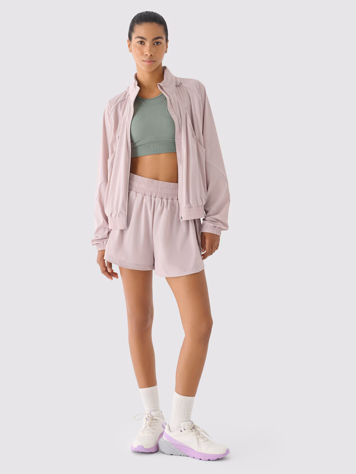 Spodenki treningowe szybkoschnące 4F x Anna Lewandowska - beżowe