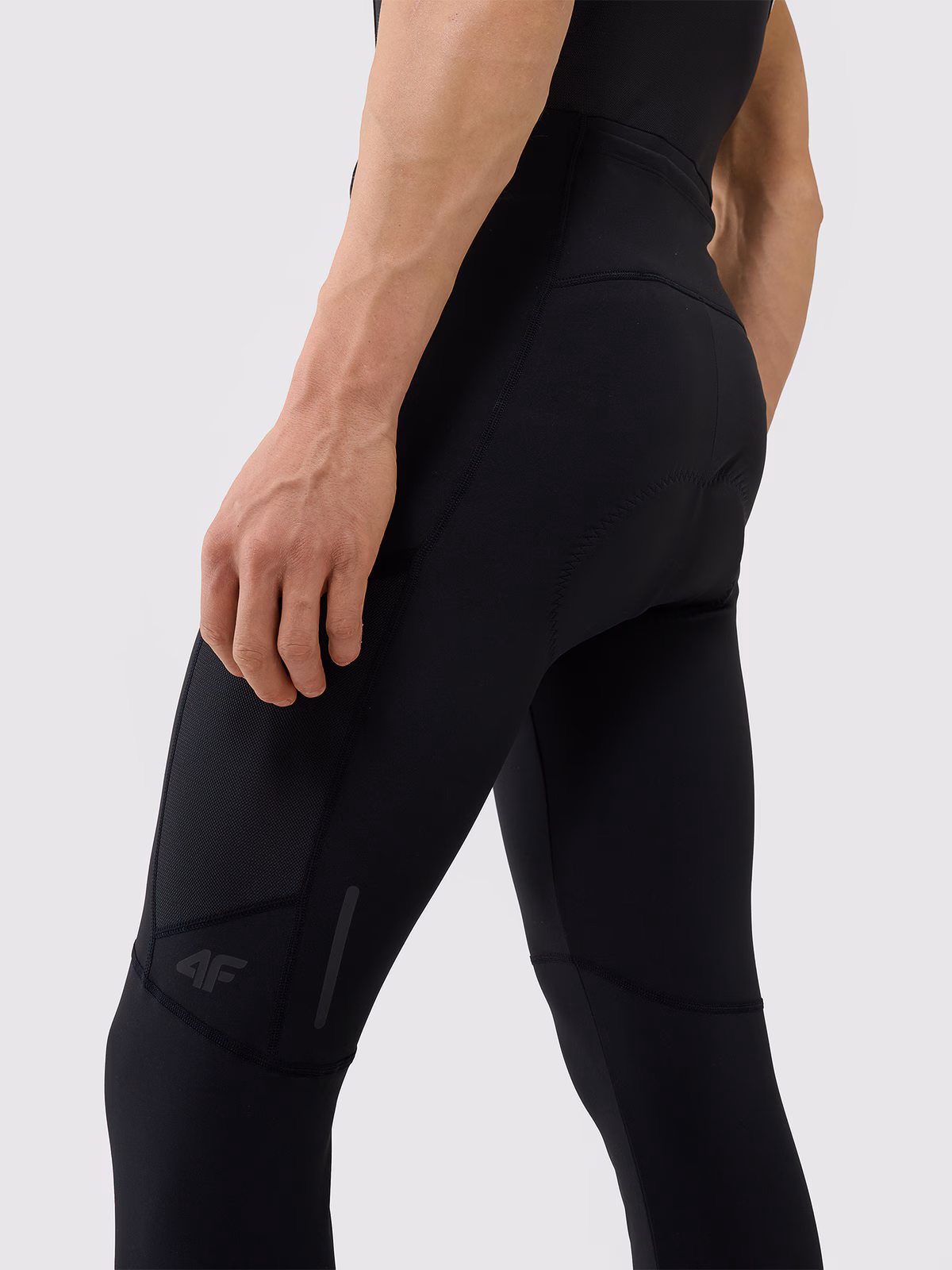 Legginsy rowerowe z żelowo-piankową wkładką i szelkami męskie - czarne