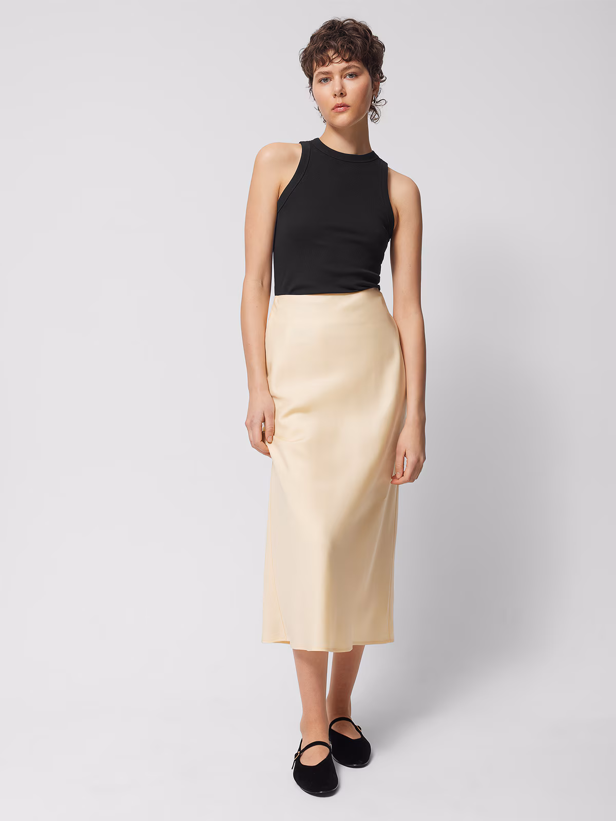 Spódnica midi z lyocellu damska Outhorn - żółta