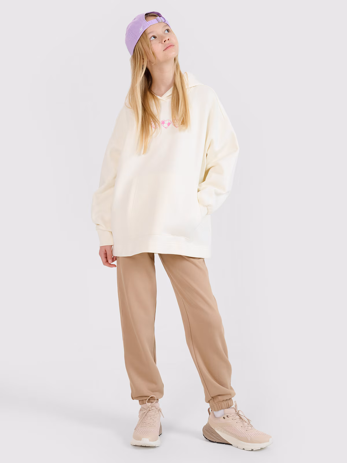 Bluza dresowa nierozpinana z kapturem dziewczęca - czerwona