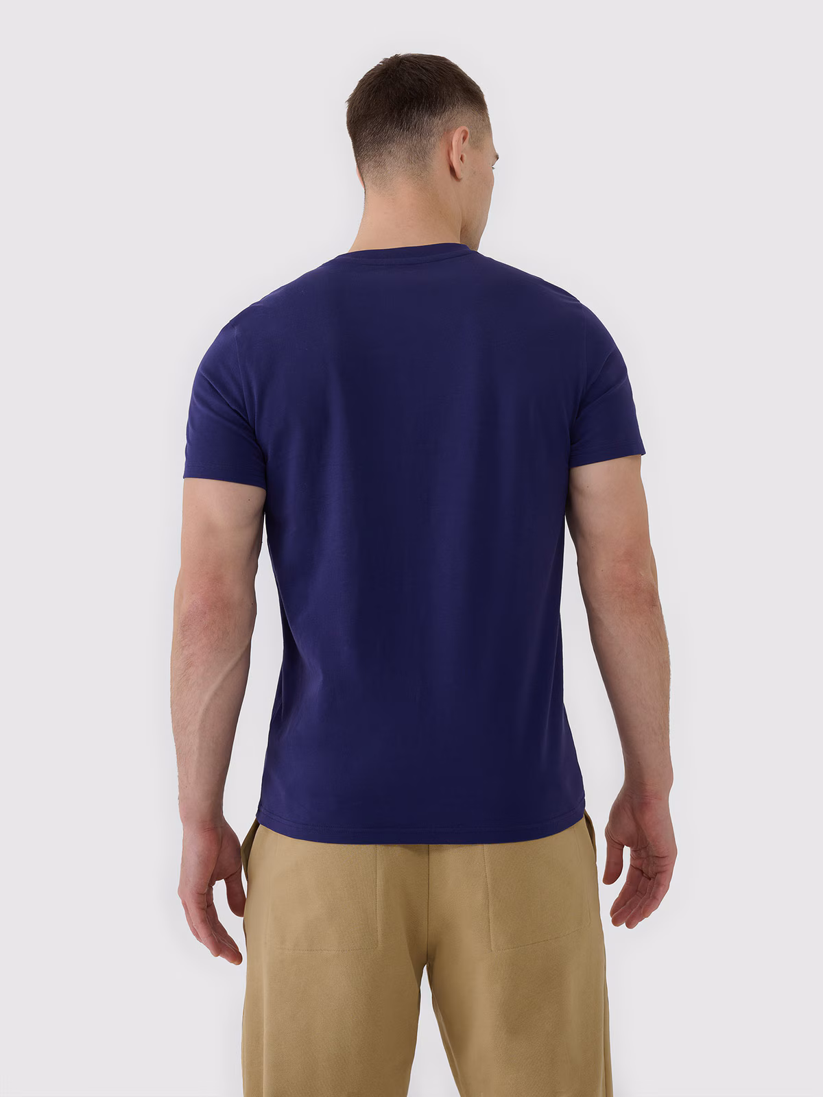 T-shirt regular z nadrukiem męski - granatowy