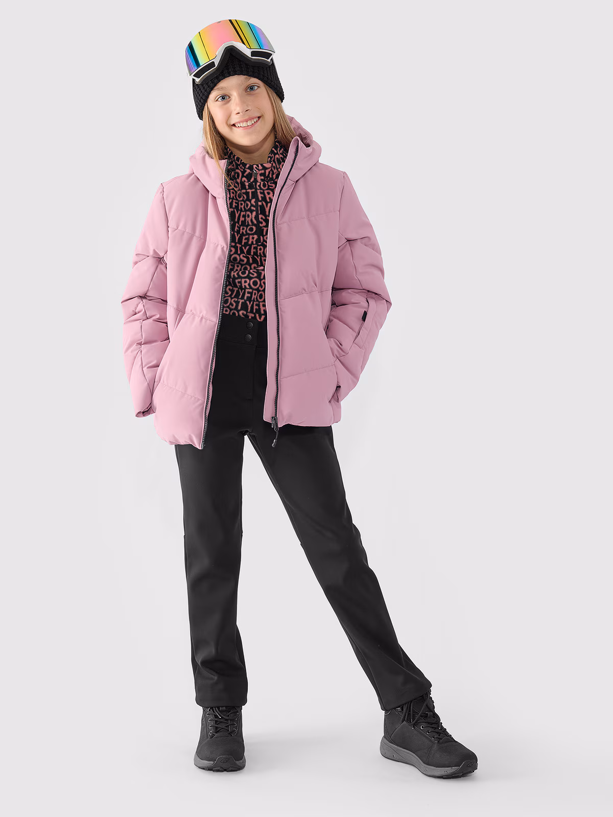 Spodnie narciarskie softshellowe membrana 5000 dziewczęce - czarne