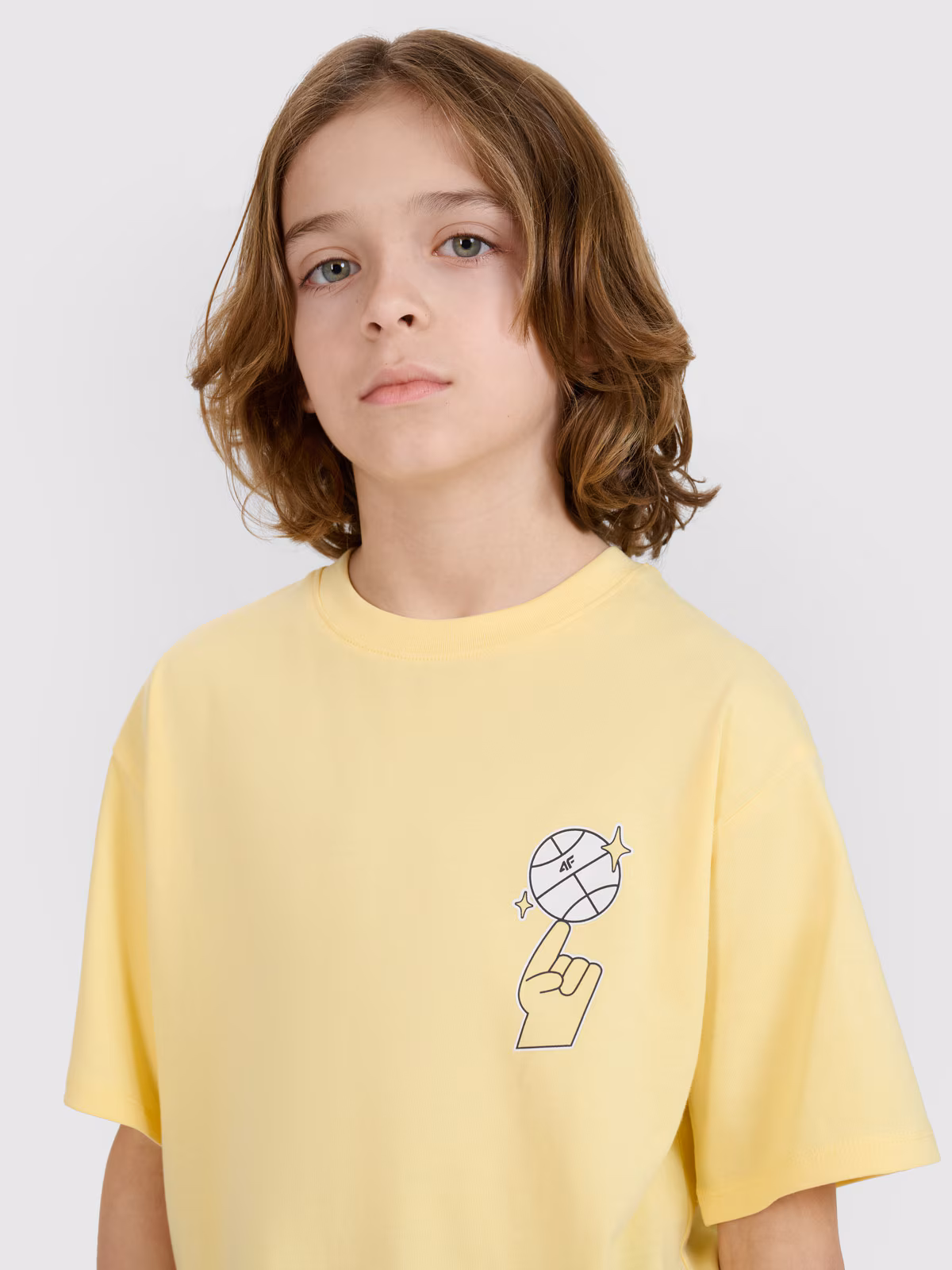 T-shirt oversize z nadrukiem chłopięcy - czerwony