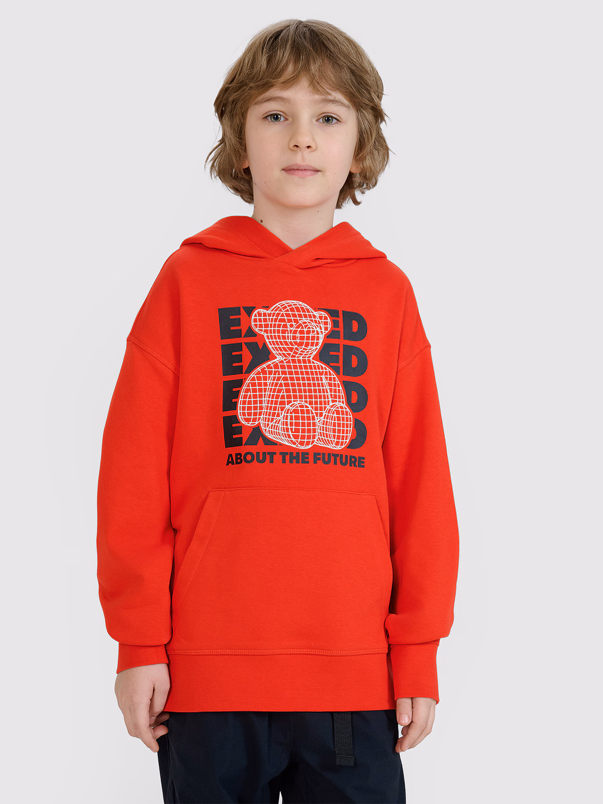 Bluza dresowa nierozpinana z kapturem chłopięca - czerwona