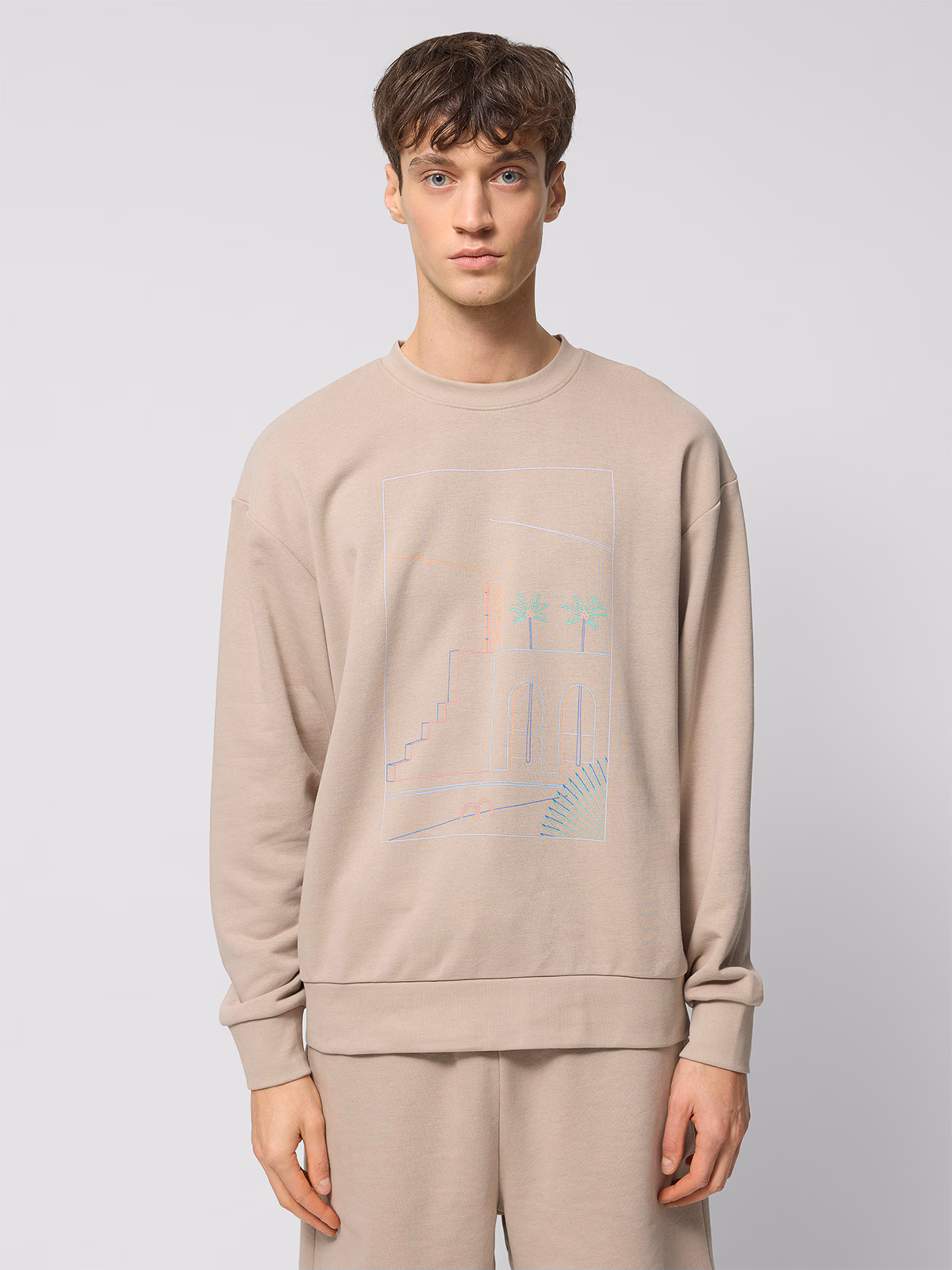 Bluza dresowa nierozpinana bez kaptura męska Outhorn - beżowa