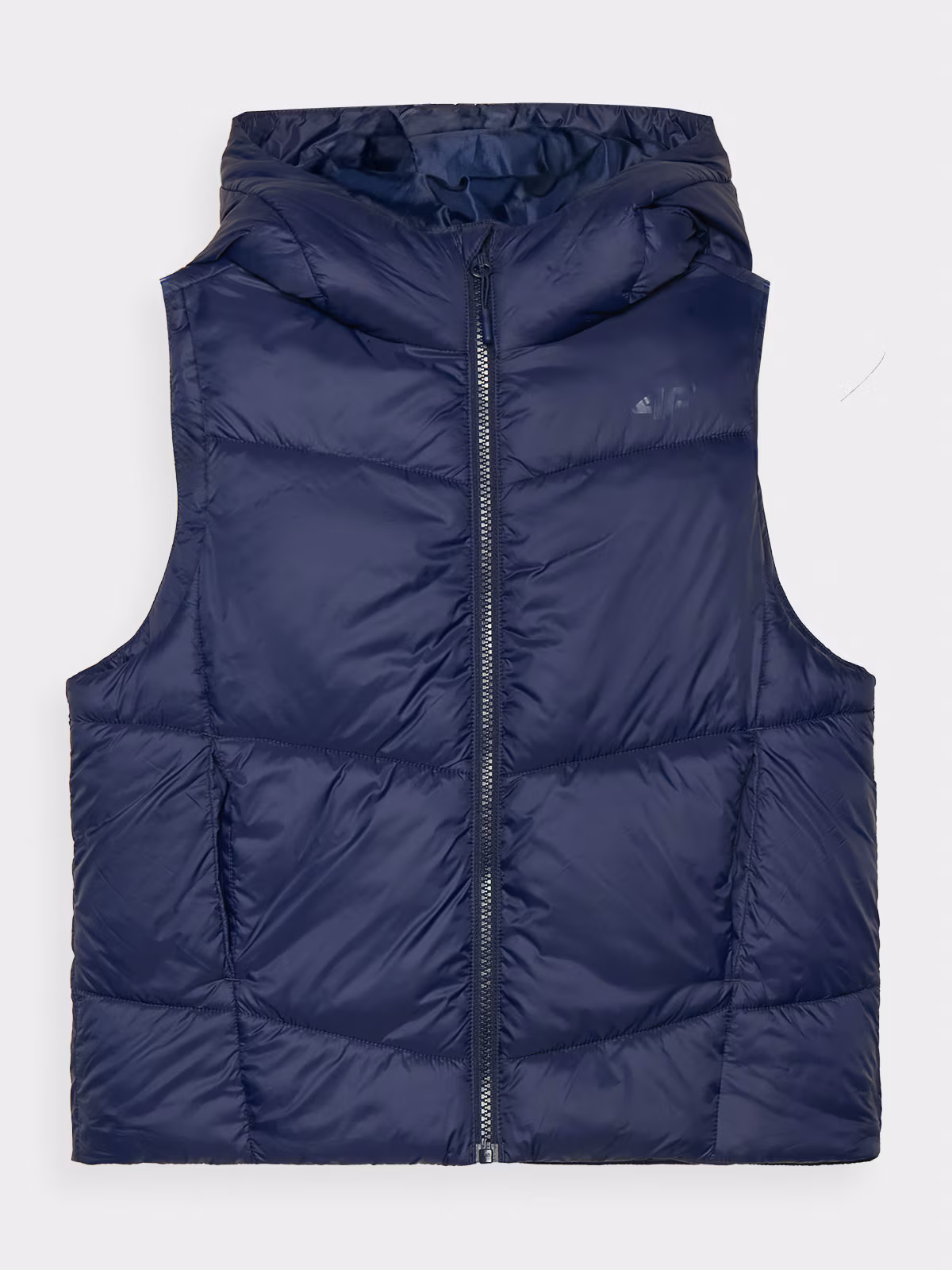 Bezrękawnik puchowy pikowany z kapturem chłopięcy - granatowy