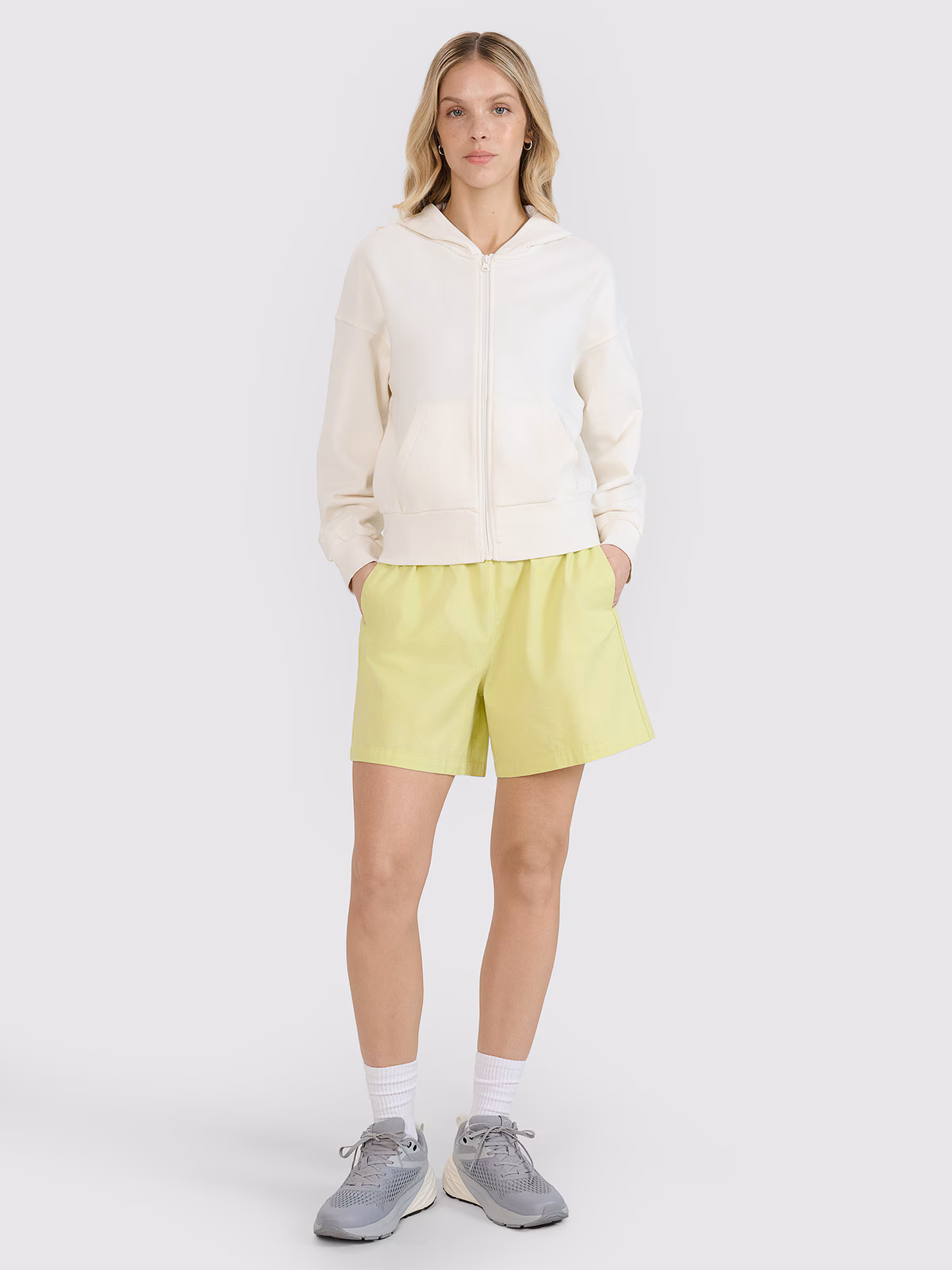 Bluza dresowa rozpinana z kapturem damska - biała