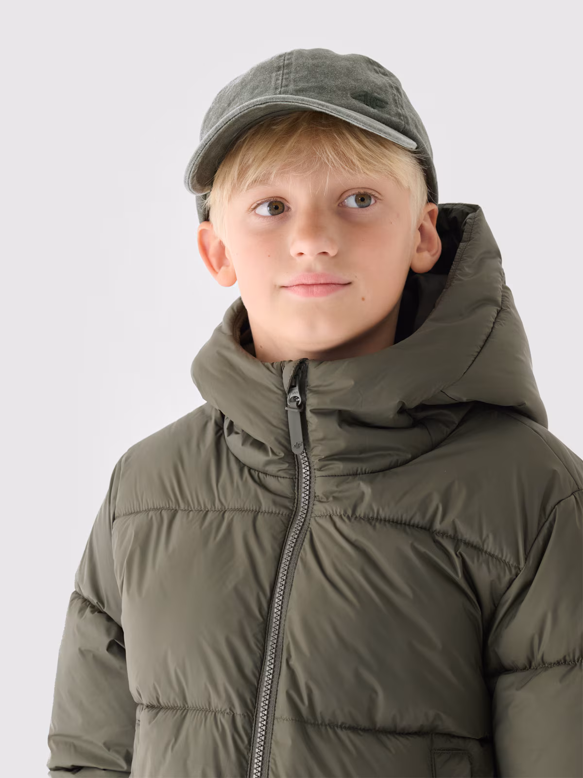 Kurtka puchowa z wypełnieniem syntetycznym chłopięca - khaki