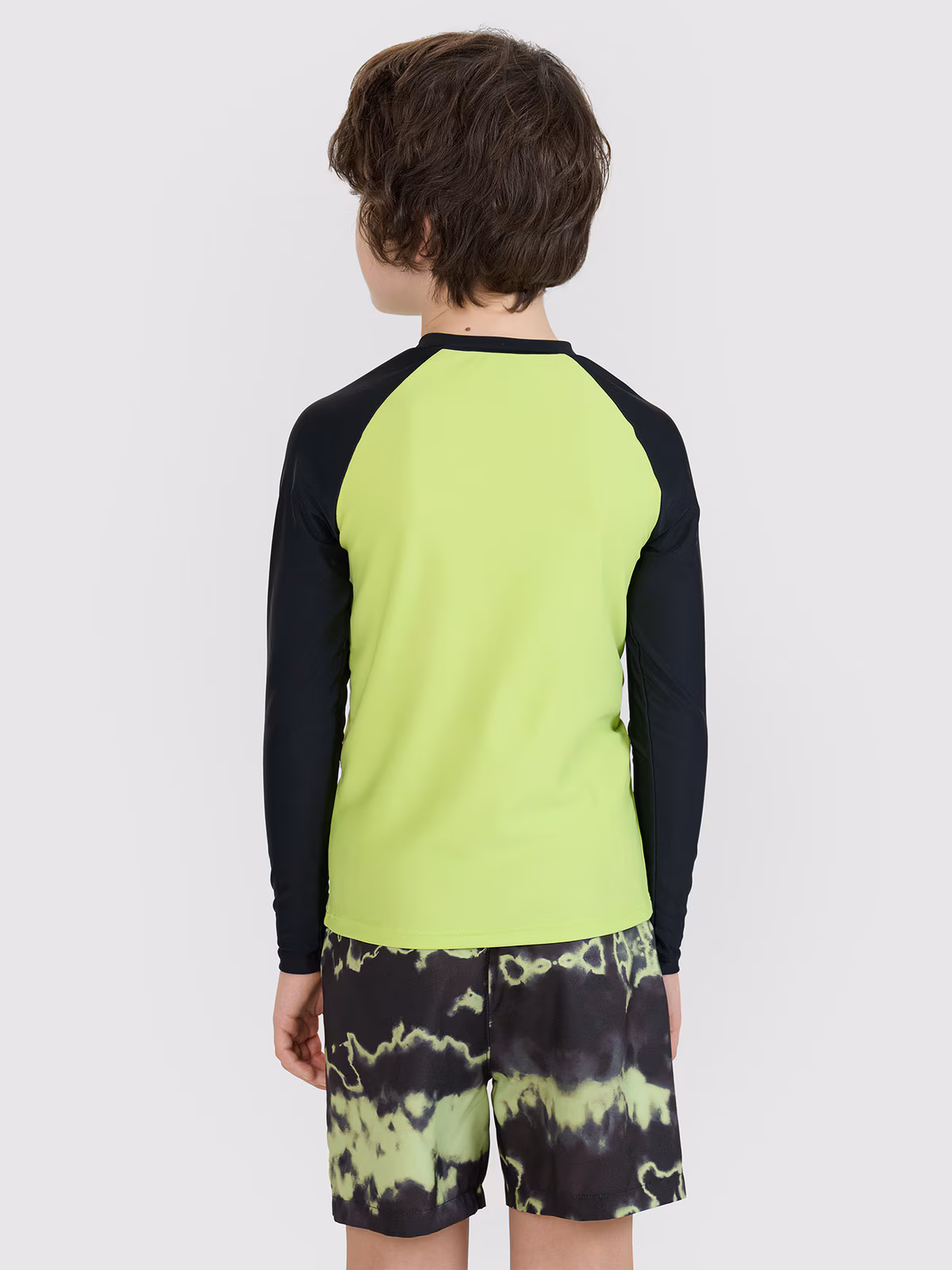 Longsleeve do pływania z nadrukiem chłopięcy - zielony